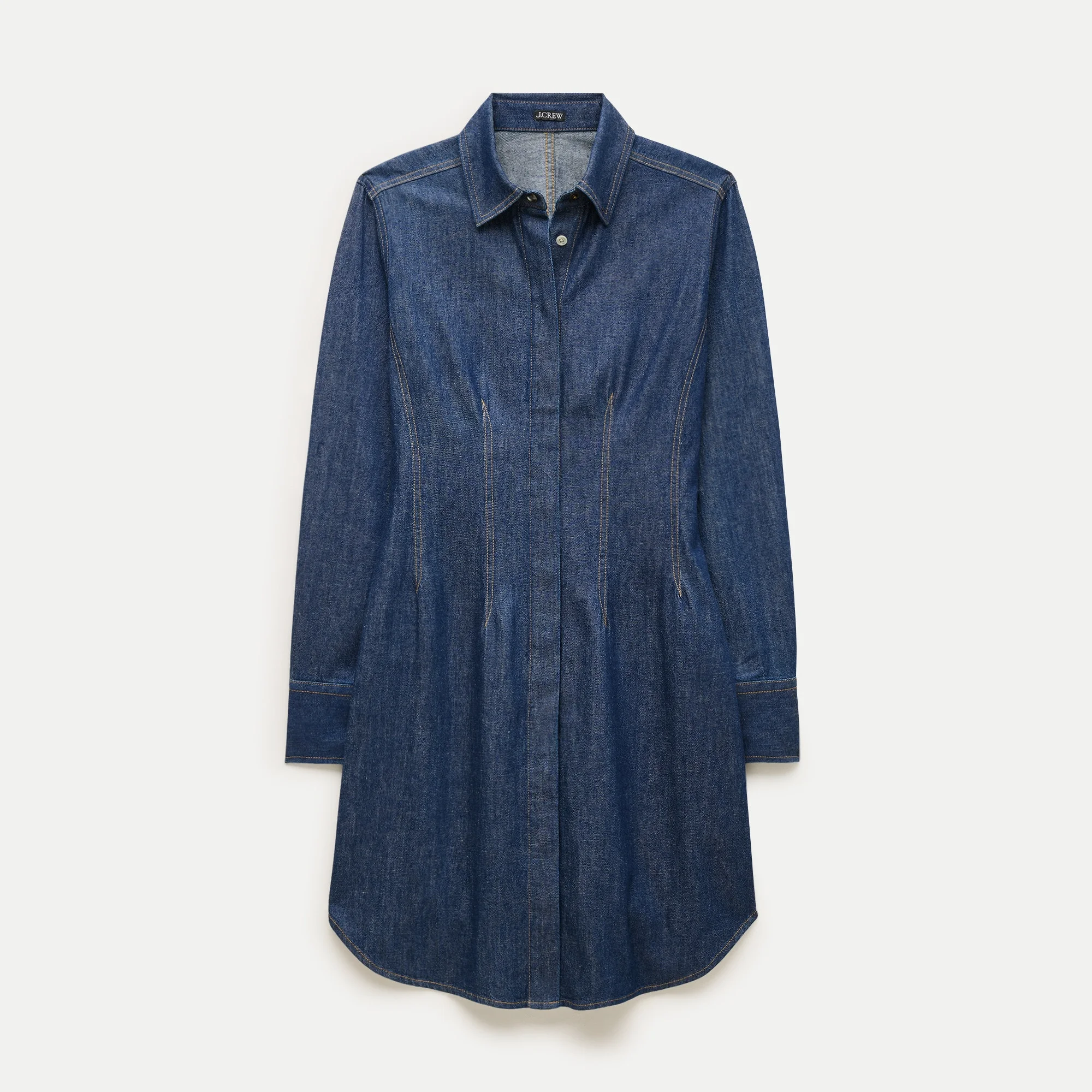 Long-sleeve mini shirt-dress in denim - 1