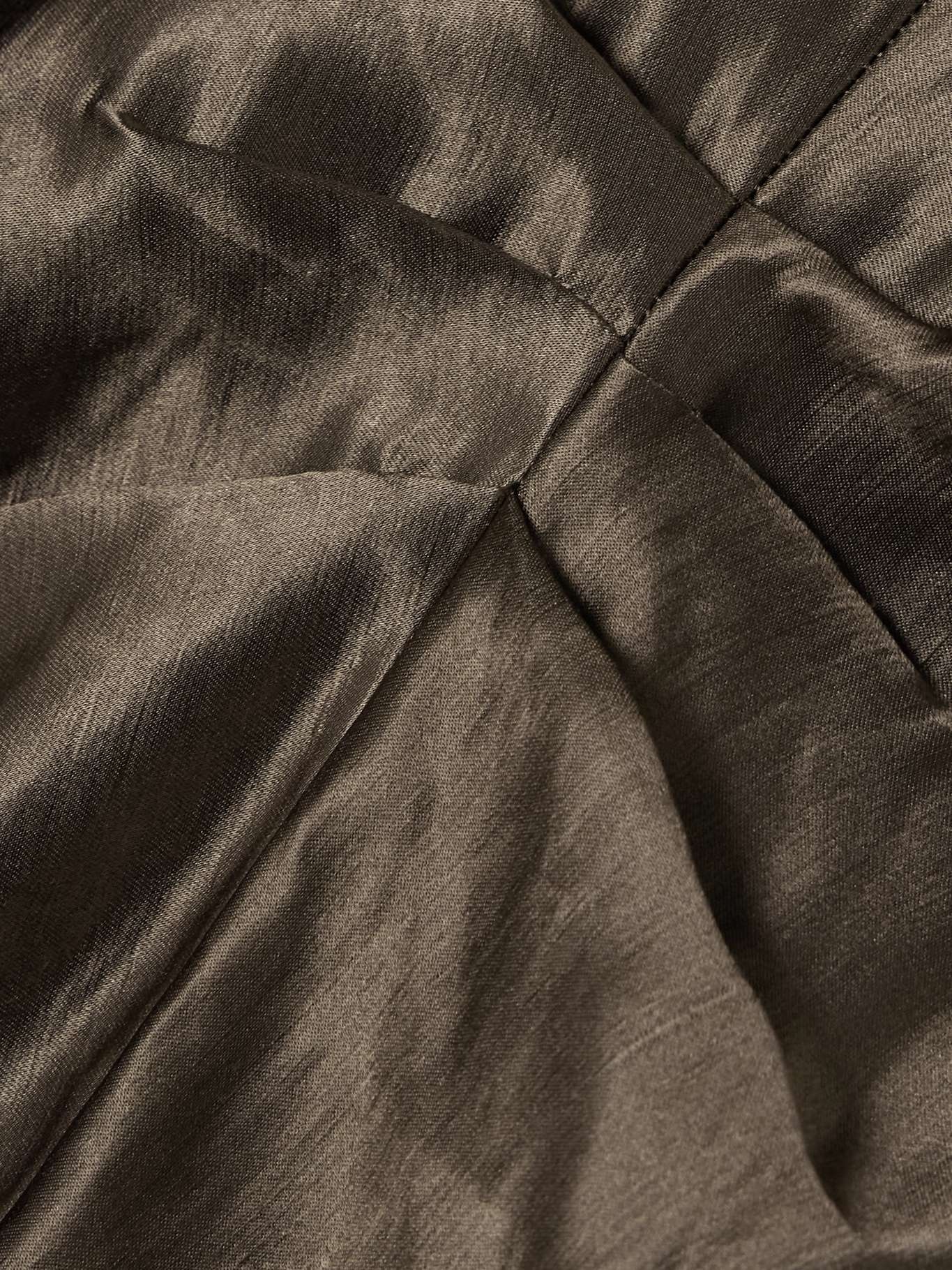 Draped linen and silk-blend satin blouse Taupe - 4