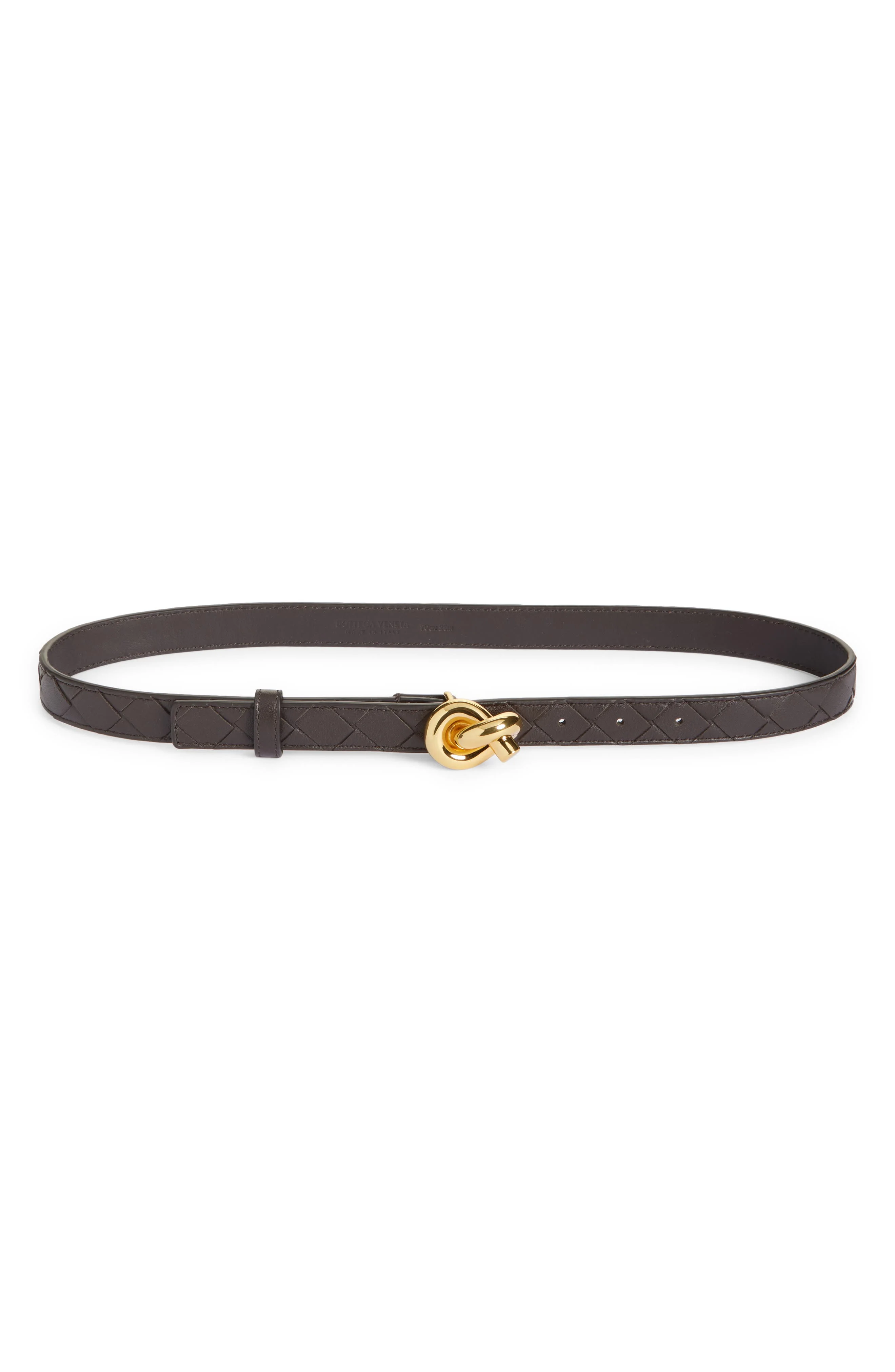 Bottega Veneta Andiamo Intrecciato Leather Belt in Fondant-M Brass at Nordstrom - 1
