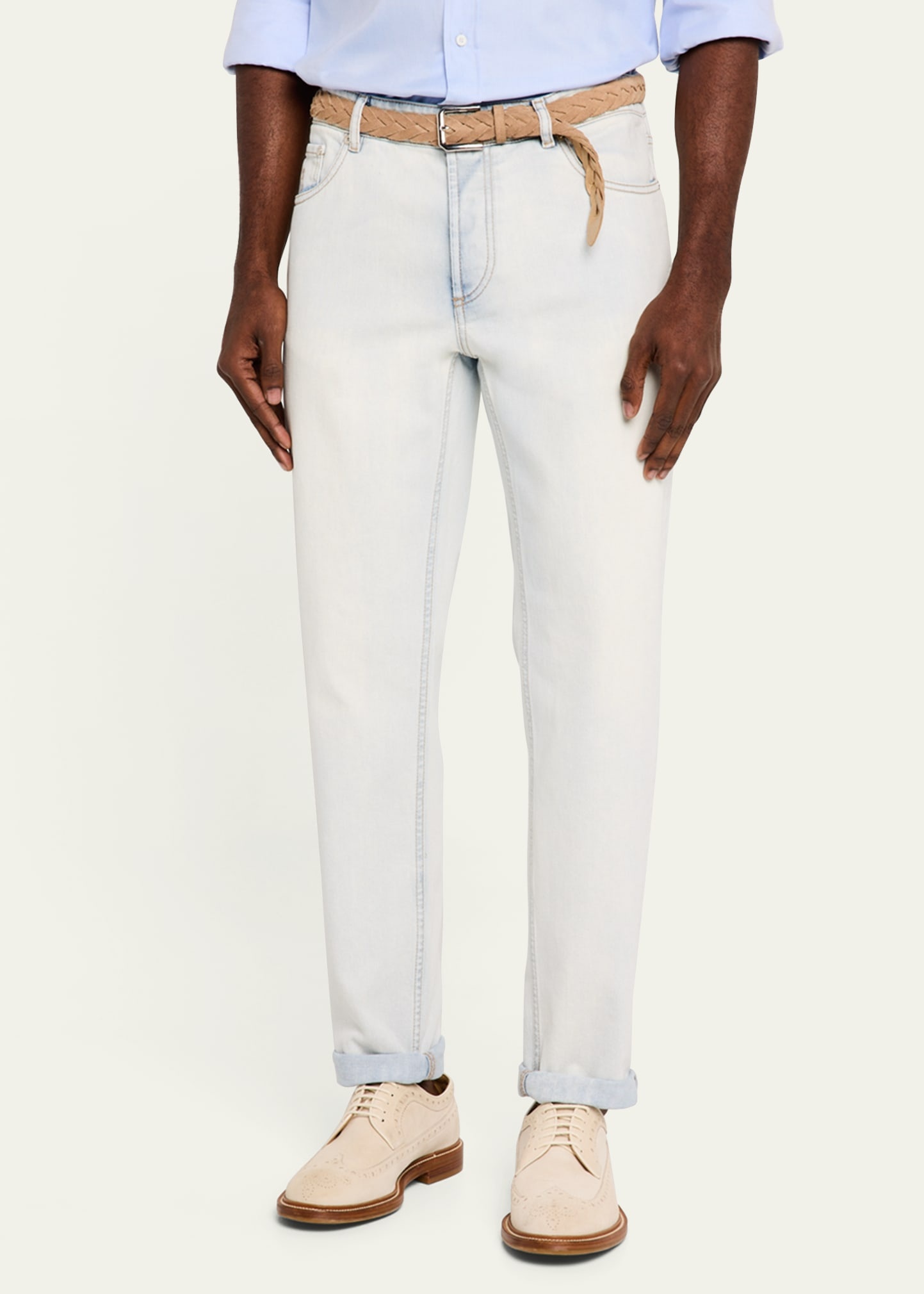 Men's Straight-Fit Light Wash Jeans - 4