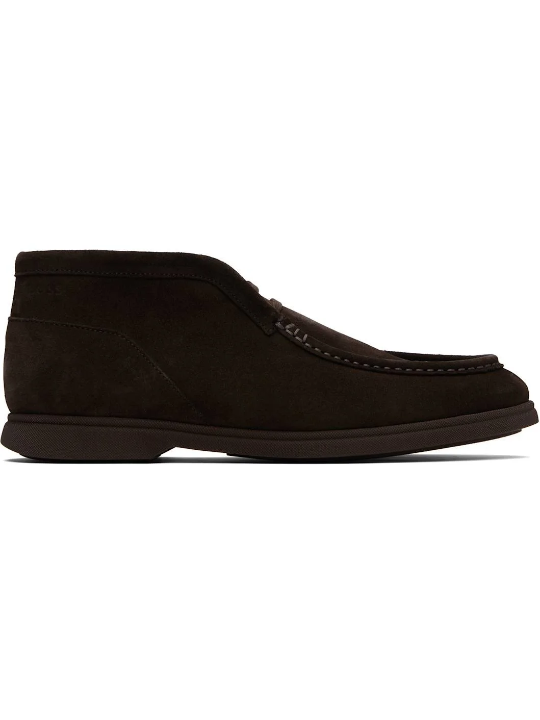 Black Stitching Details Suede Desert Boots - 1