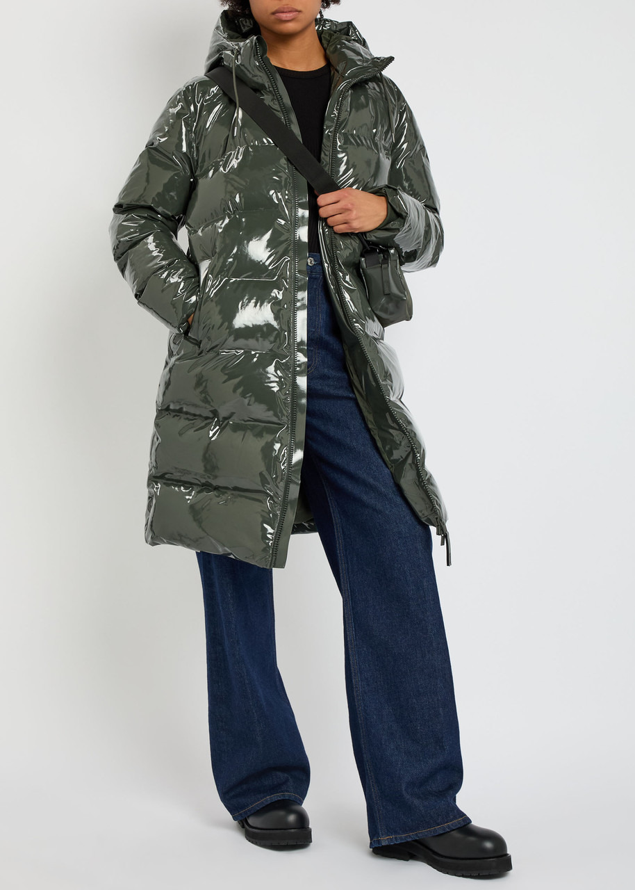 Rains Alta Long Quilted Coated Rubberised Jacket - 4