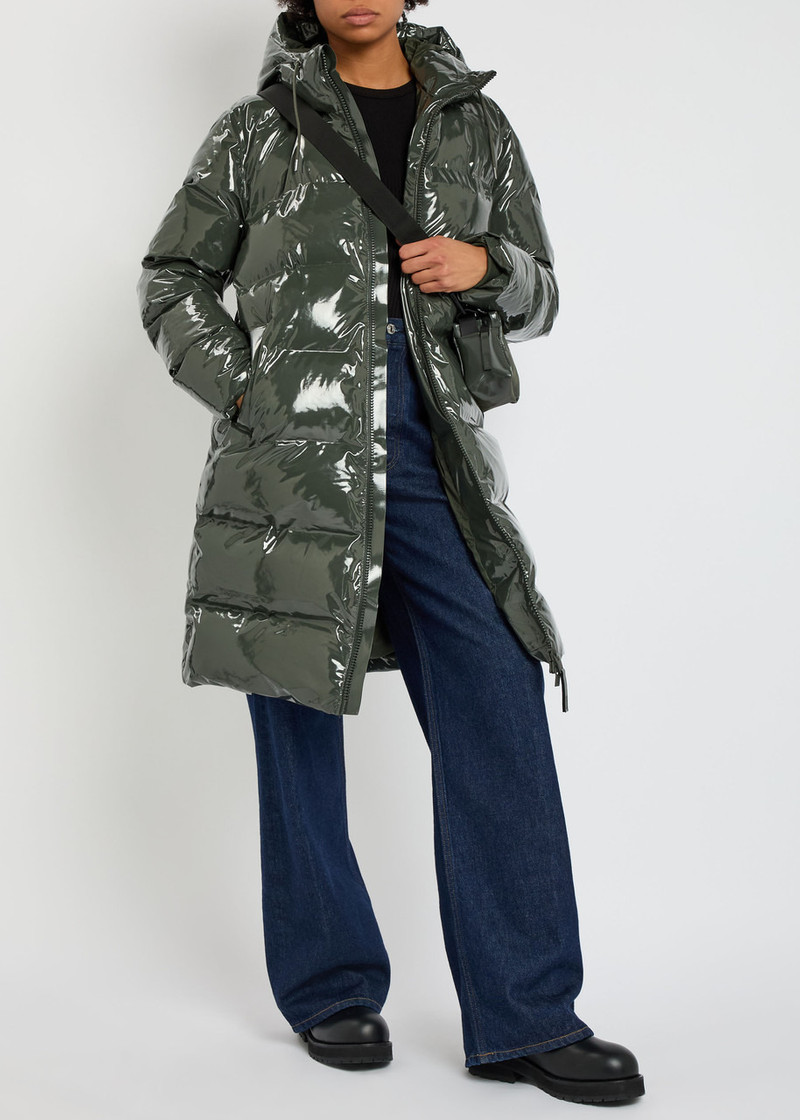 Rains Alta Long Quilted Coated Rubberised Jacket 4