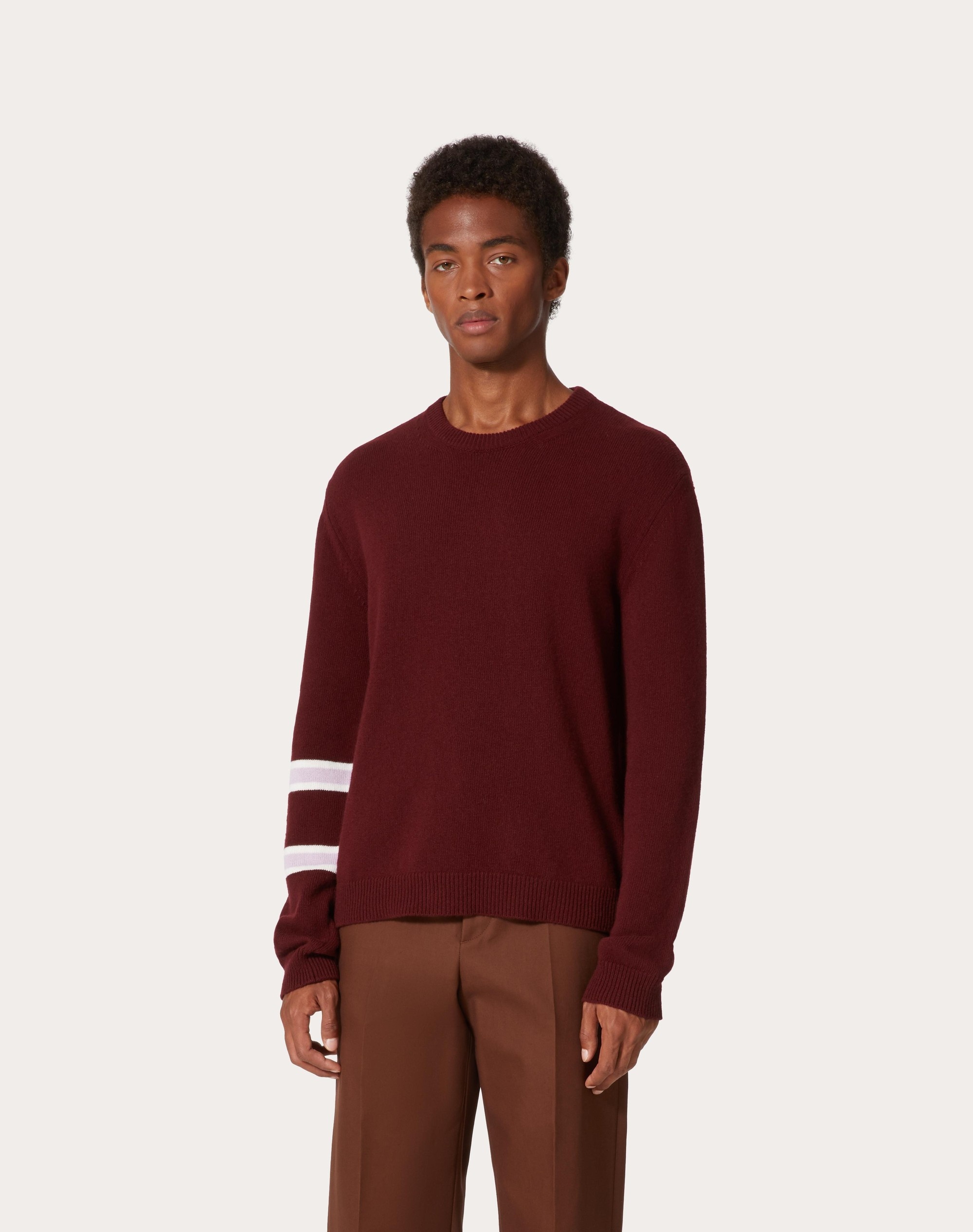 WOOL AND CASHMERE CREWNECK SWEATER WITH VLOGO SIGNATURE EMBROIDERY - 3