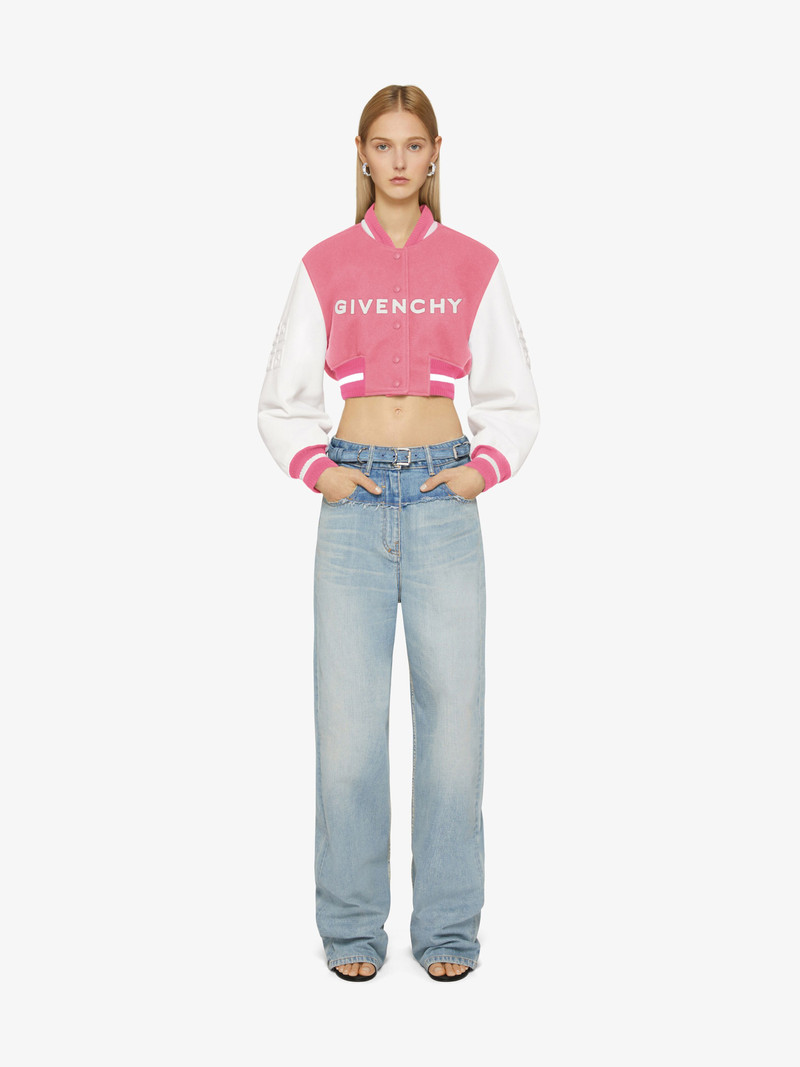 Givenchy GIVENCHY CROPPED VARSITY JACKET IN WOOL AND LEATHER outlook