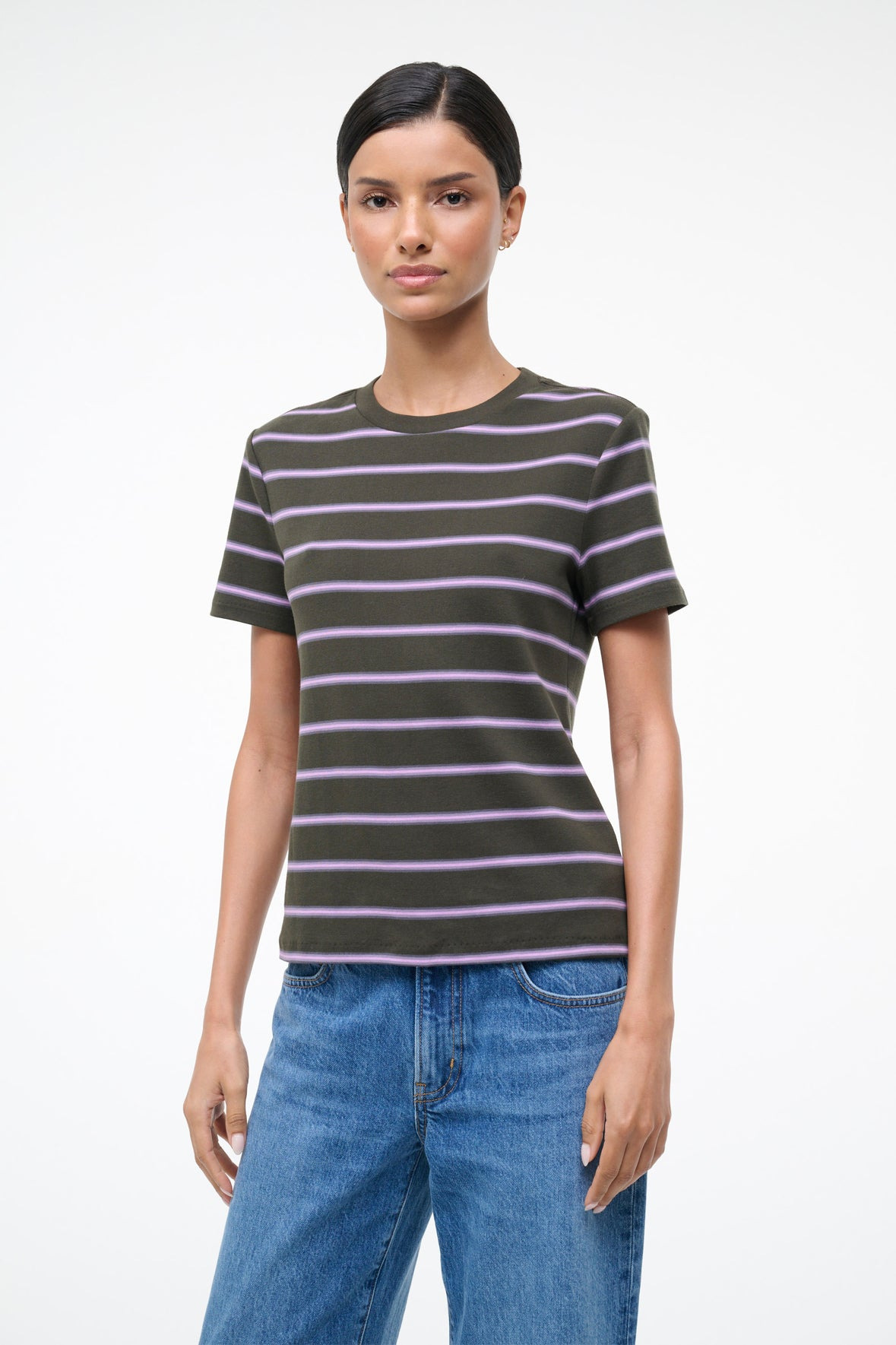 STAUD WEEKEND CREW TEE SPECTRUM STRIPE - 2