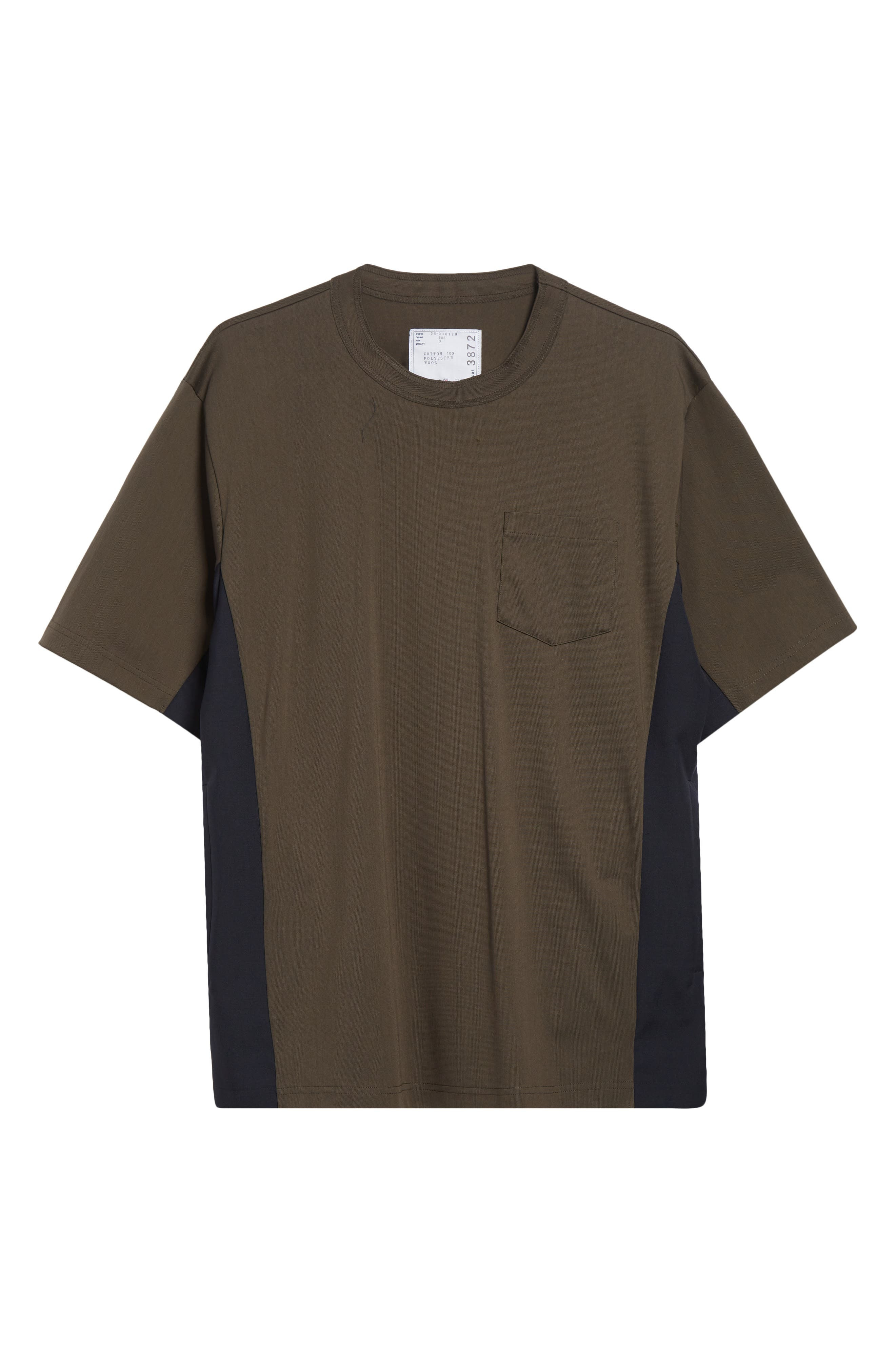 Sacai Suiting Mixed Media Pocket T-Shirt in Khaki/Navy at Nordstrom - 5