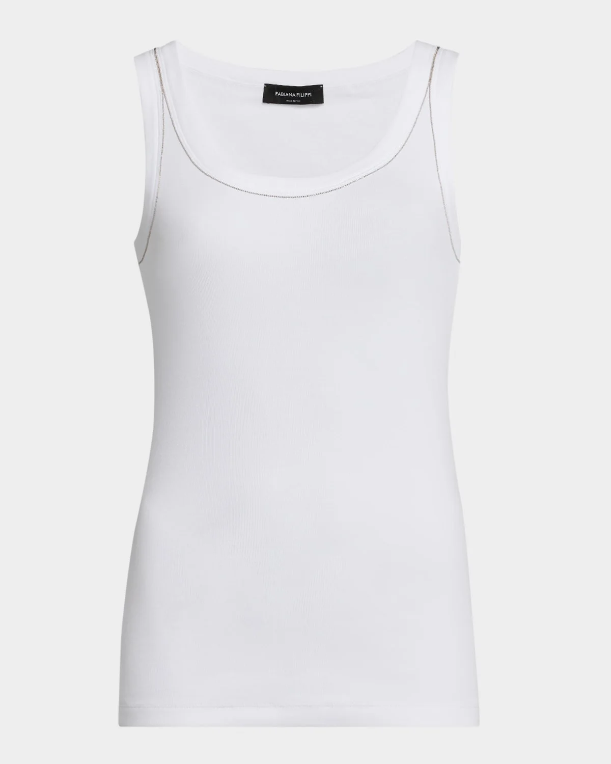 Diamante-Trim Ribbed Jersey Tank - 1