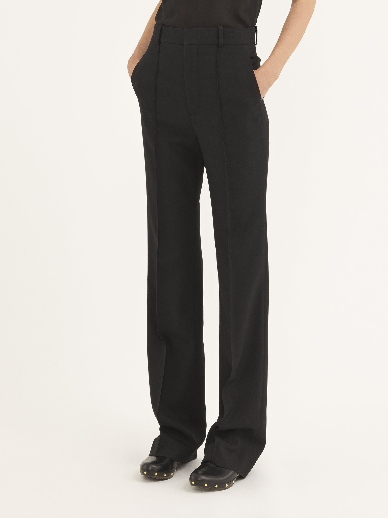 HIGH-WAISTED PANTS IN WOOL GABARDINE - 4