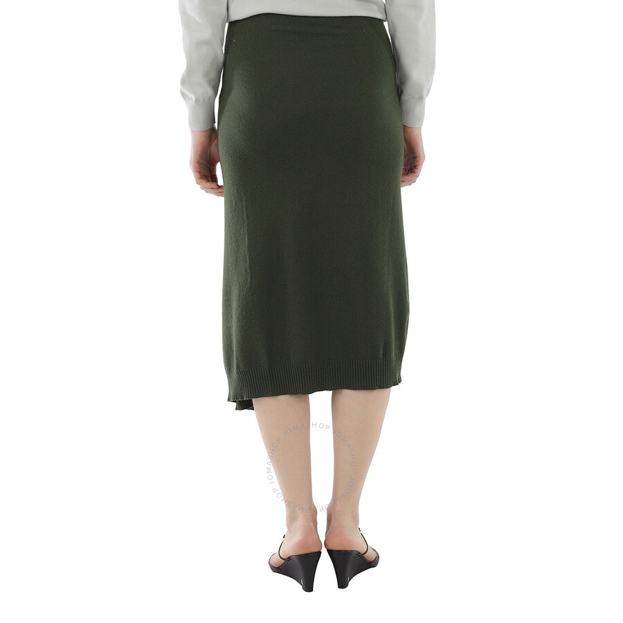 Kenzo Ladies Dark Khaki Merino Wool Wrap Skirt - 6