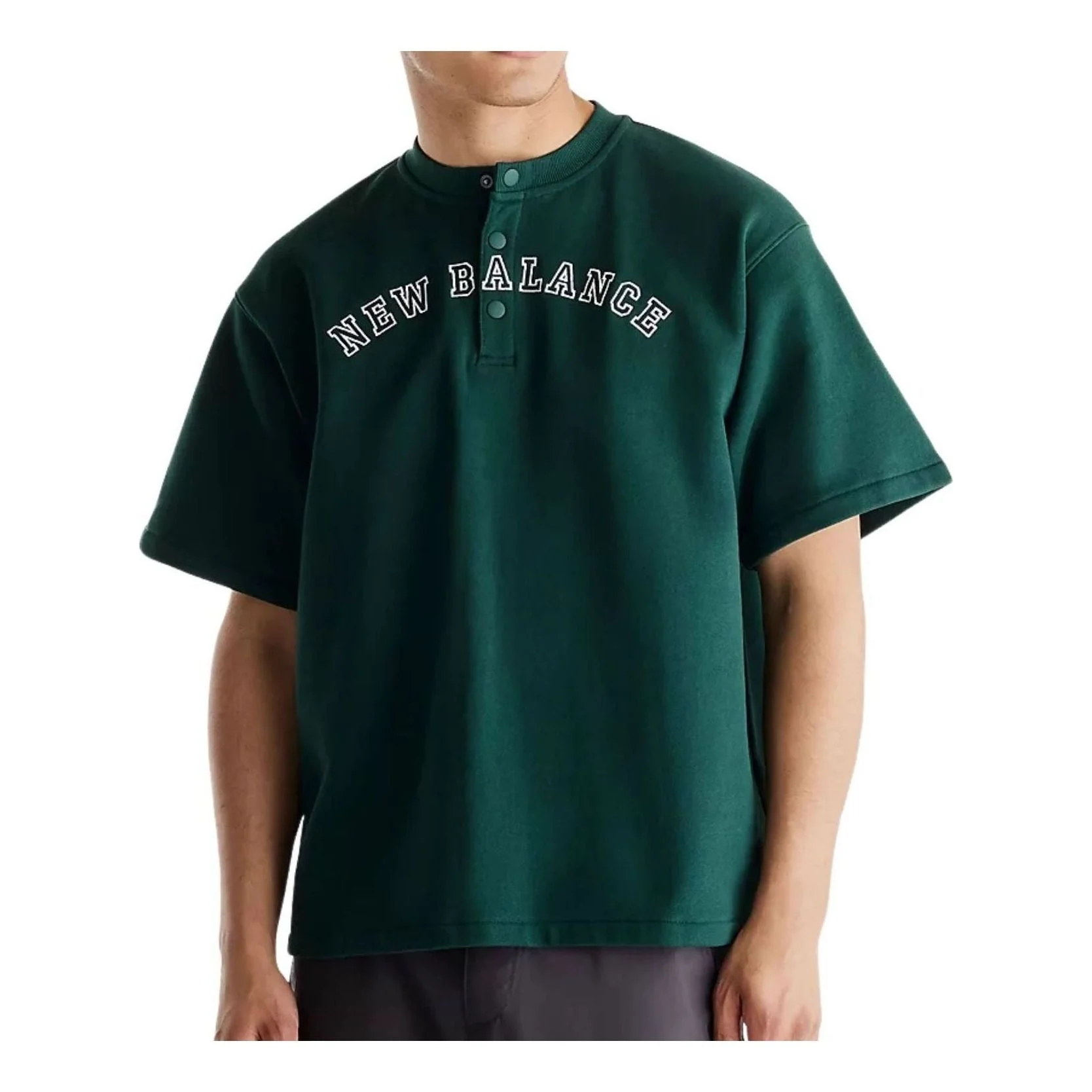 New Balance x Shohei French Terry Henley Neck T-Shirt Asia Sizing 'Nordic Green' MT62V56ZNOG - 1