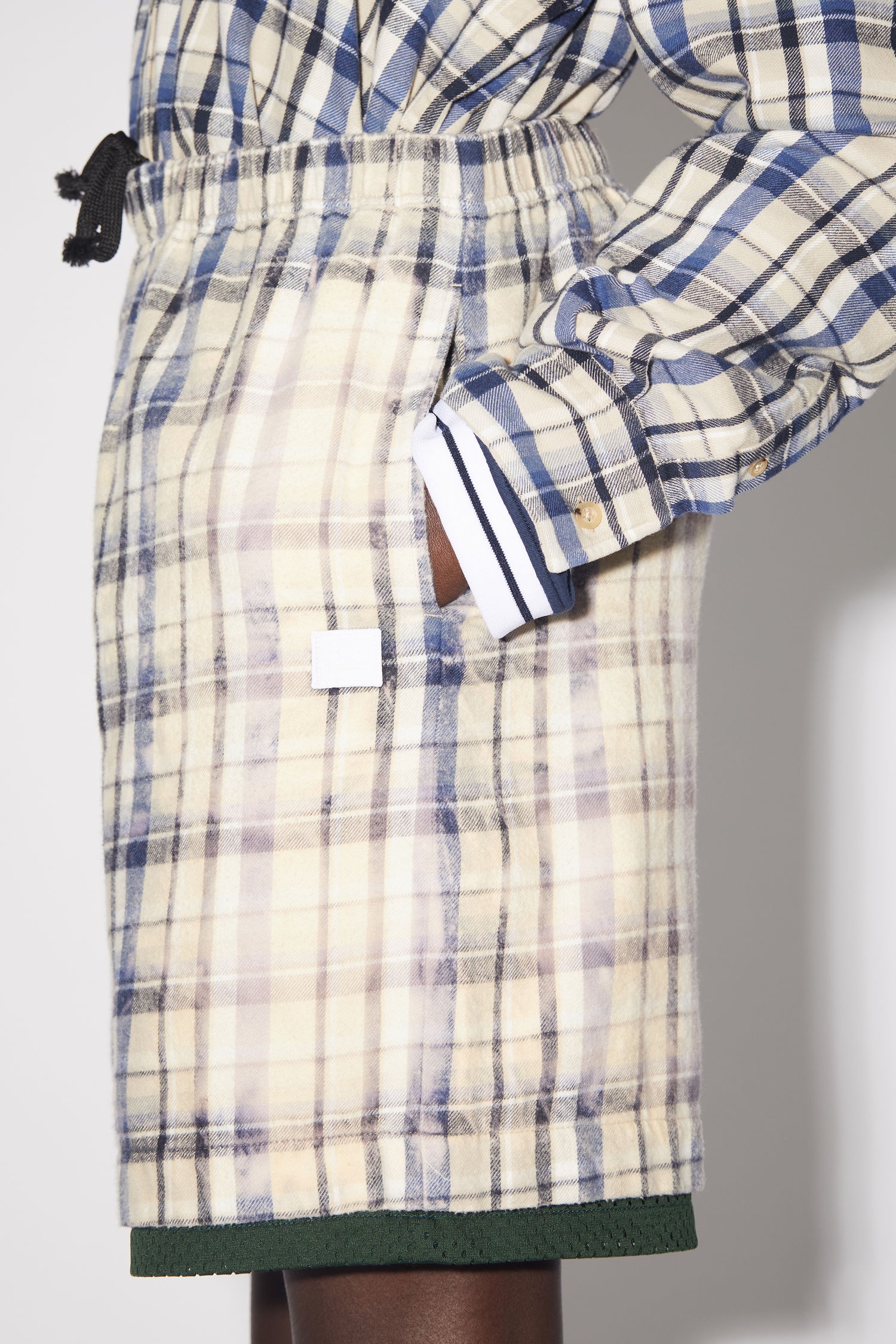 Flannel shorts - Oat beige/blue - 5