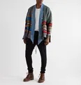 Frayed Denim-Trimmed Striped Boiled Wool and Cotton-Blend Jacket - 7