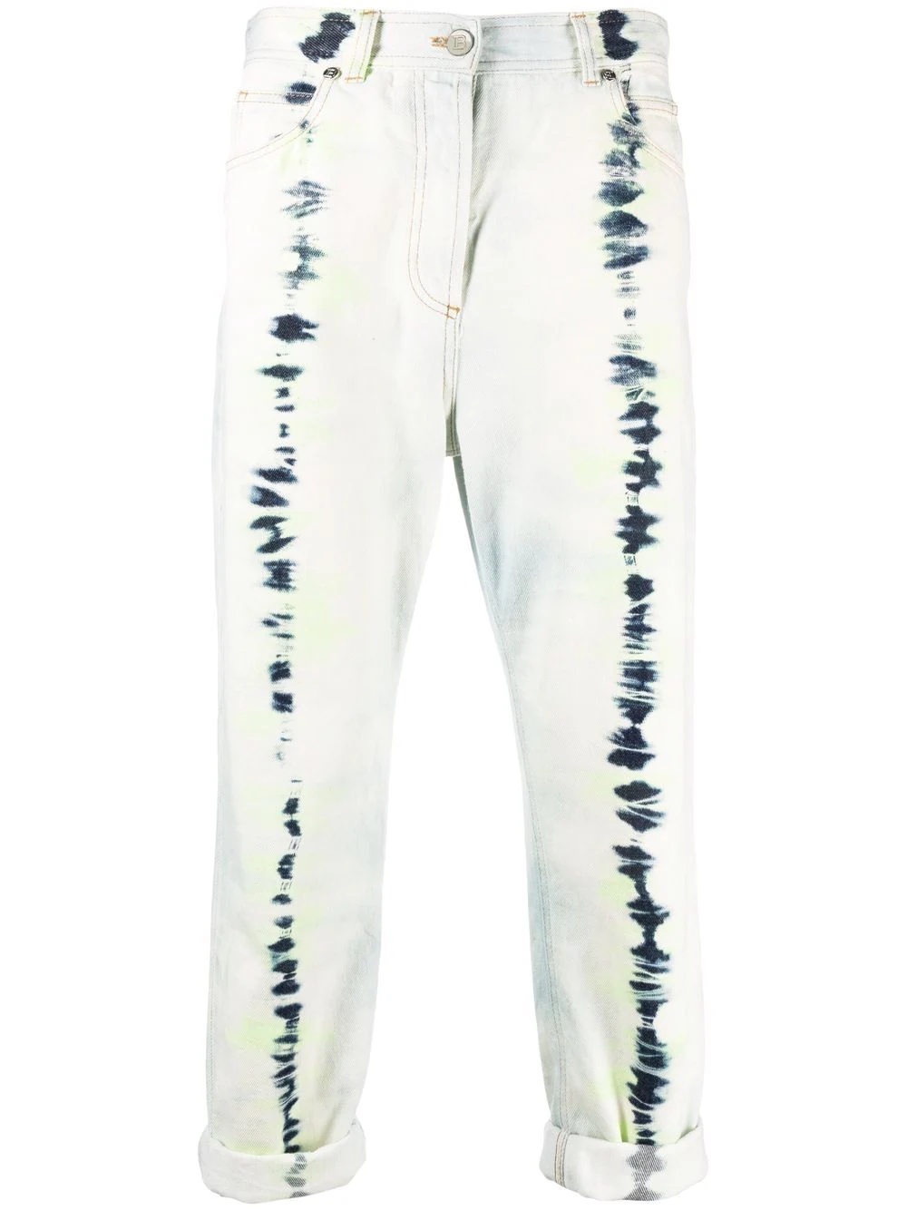 tie-dye cropped jeans - 1