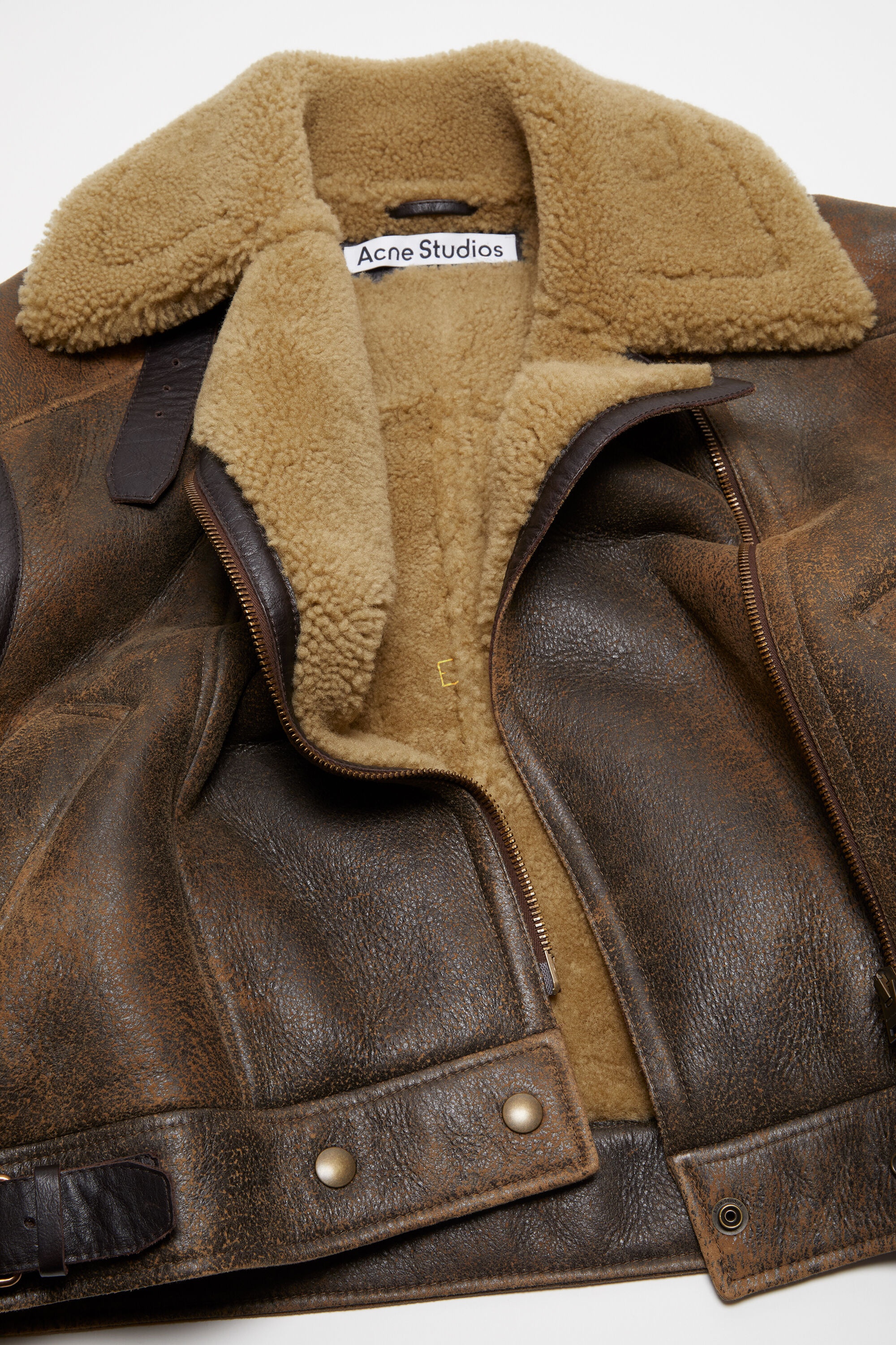 Leather shearling jacket - Brown - 7