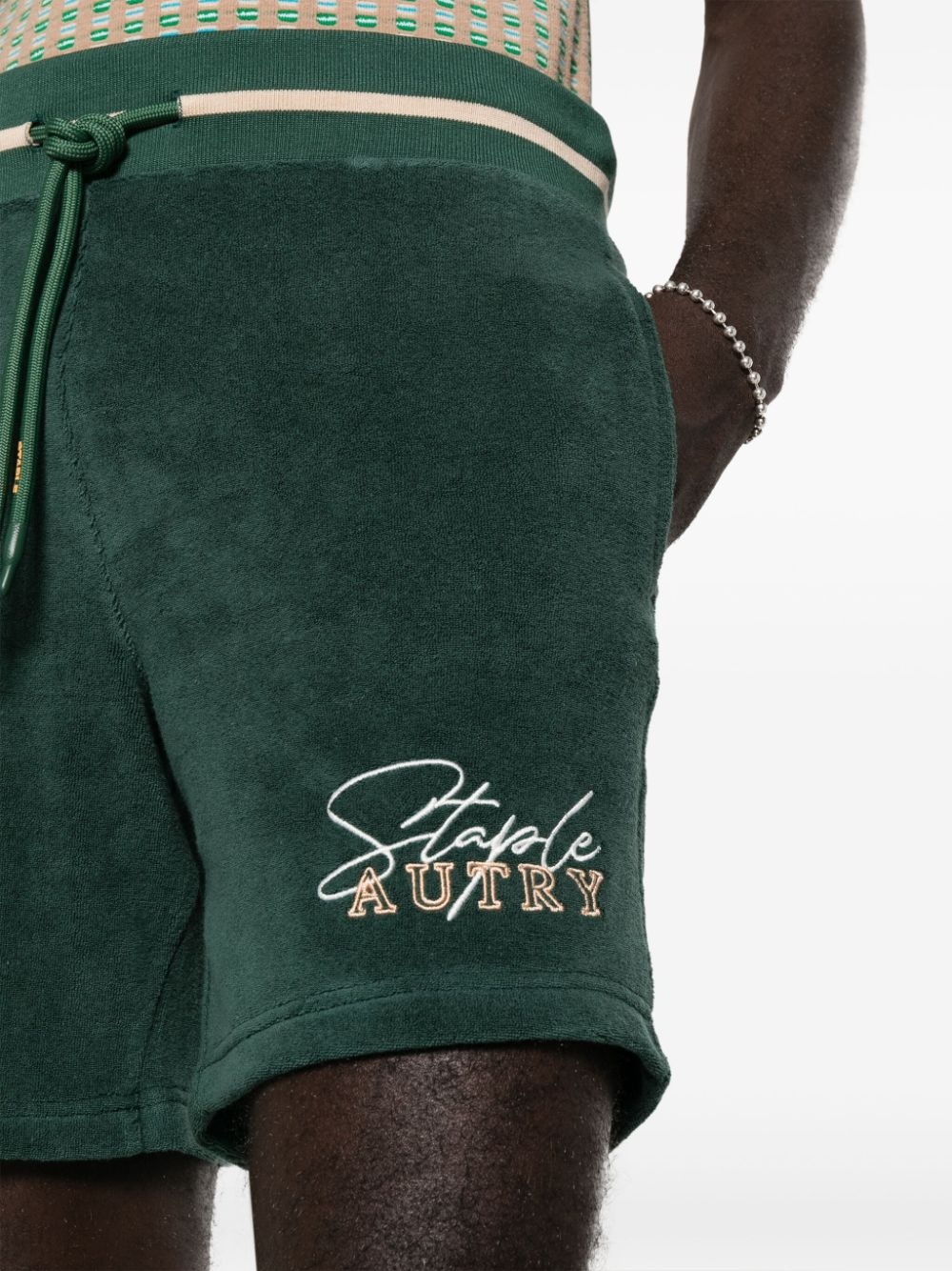 logo-embroidered cotton-blend track shorts - 6
