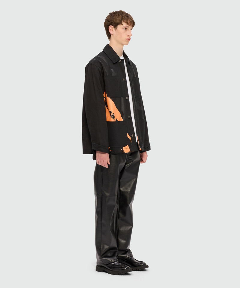 Black cotton drill overshirt with "Sketched Bunnies" print 4