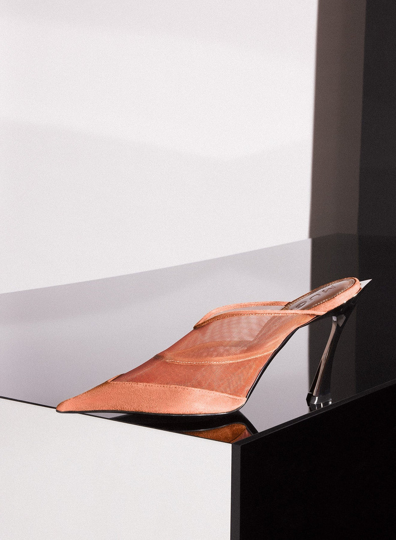 Cinnamon mesh Fang 95 mules 3