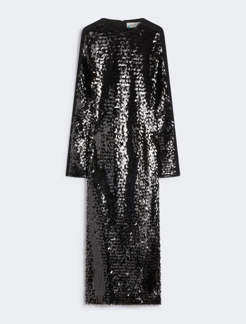 Sequin-adorned jersey dress - BLACK - 1