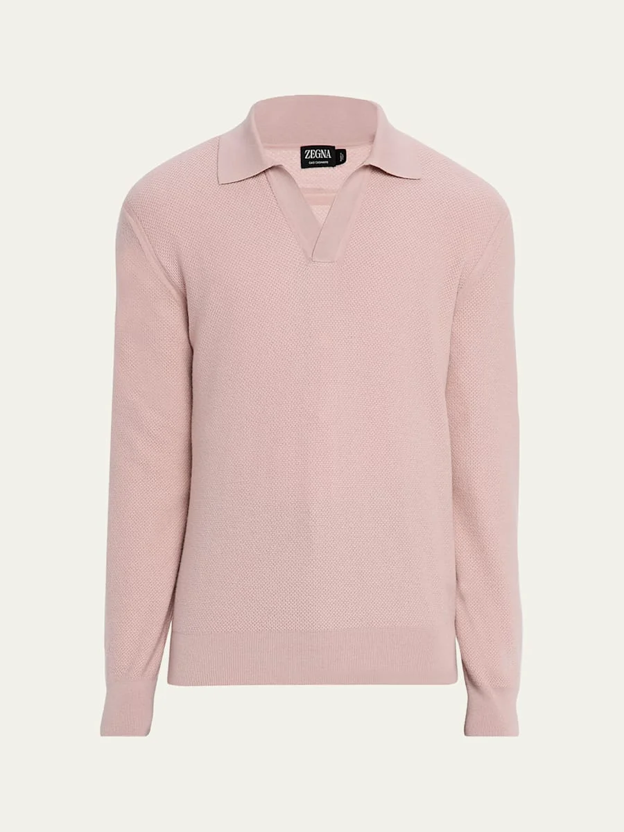 Men's Oasi Cashmere Johnny Collar Polo Sweater - 1