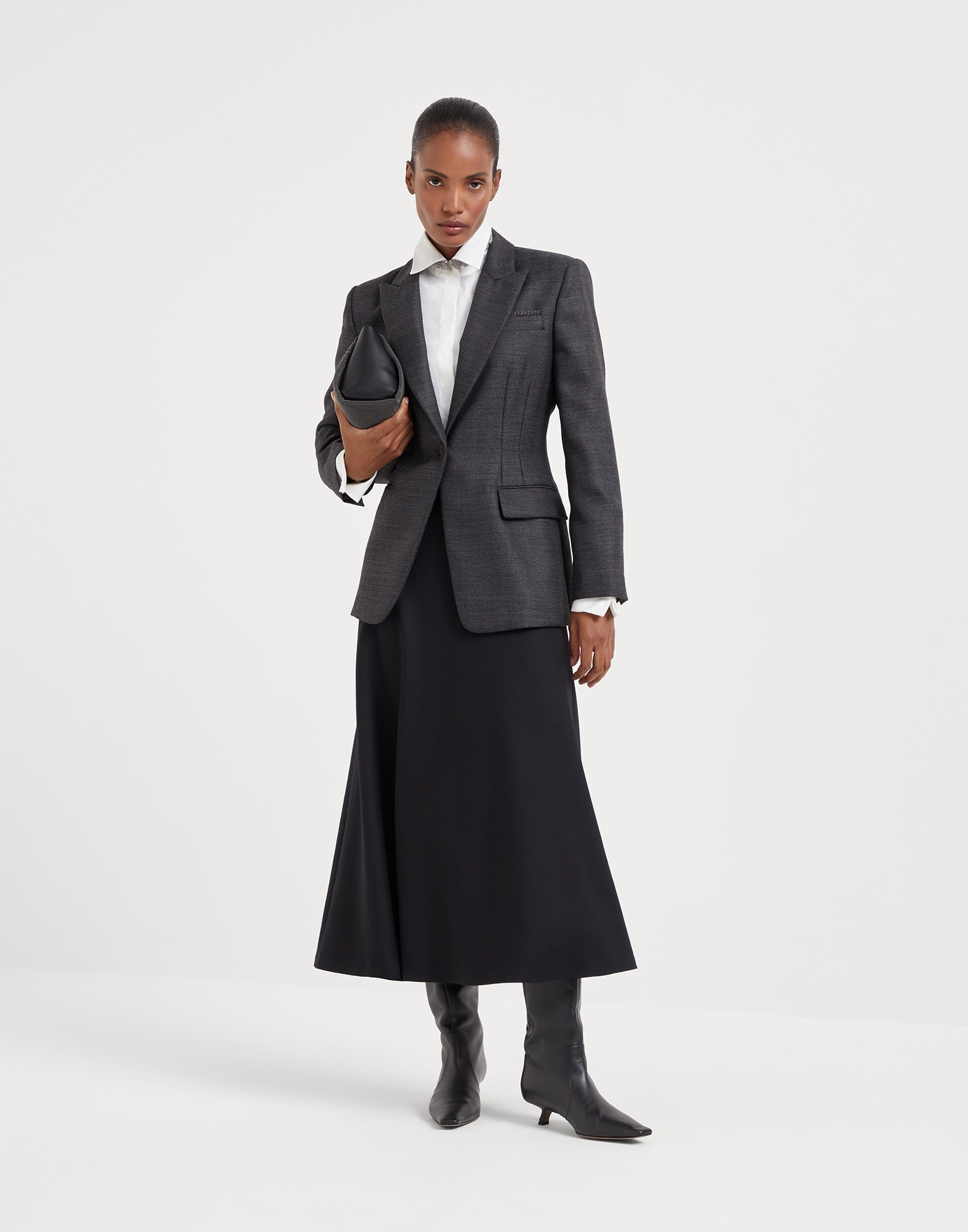Brunello Cucinelli Stretch virgin wool twill flute skirt