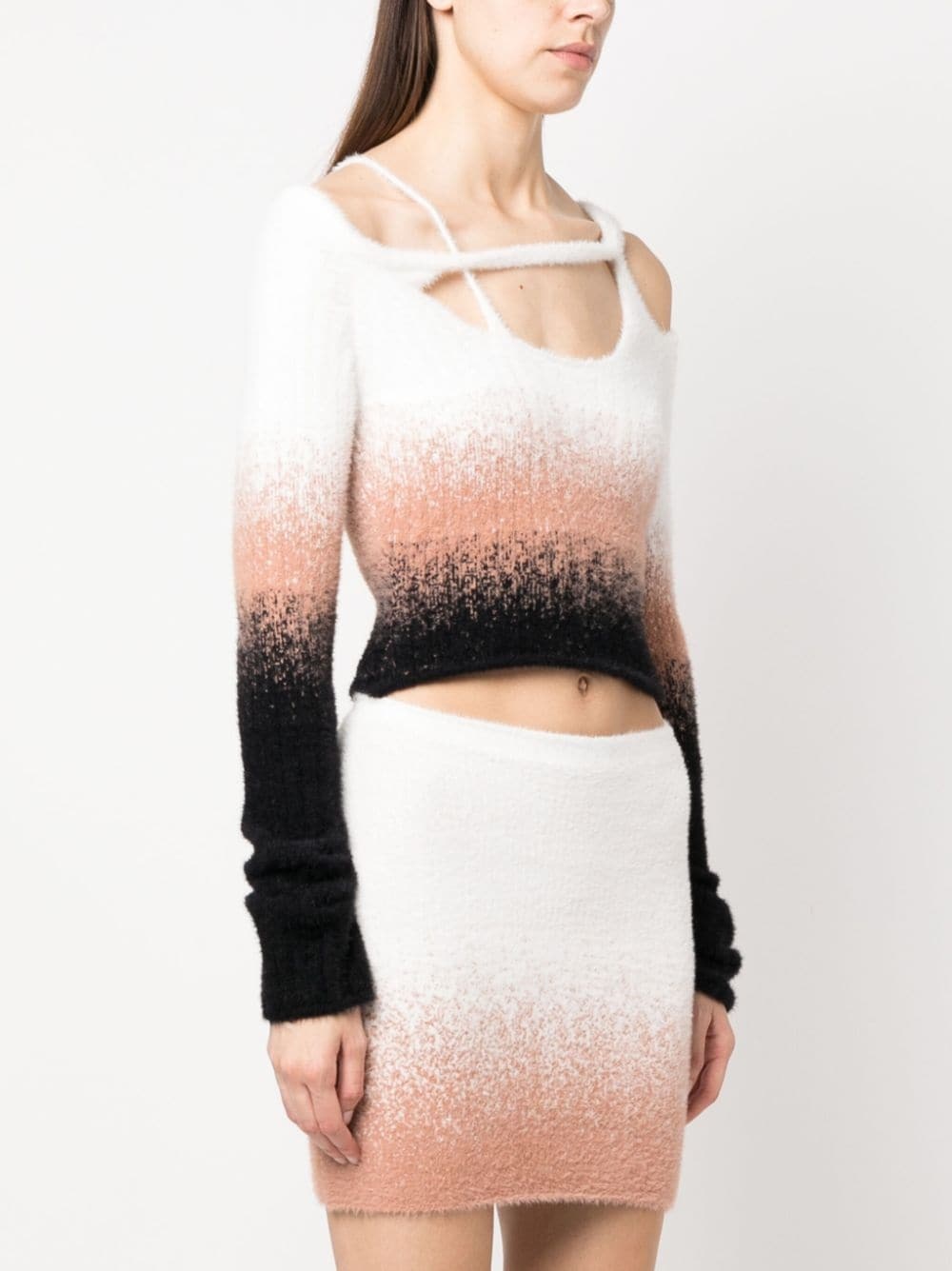 gradiebt-effect off-shoulder knitted jumper - 3