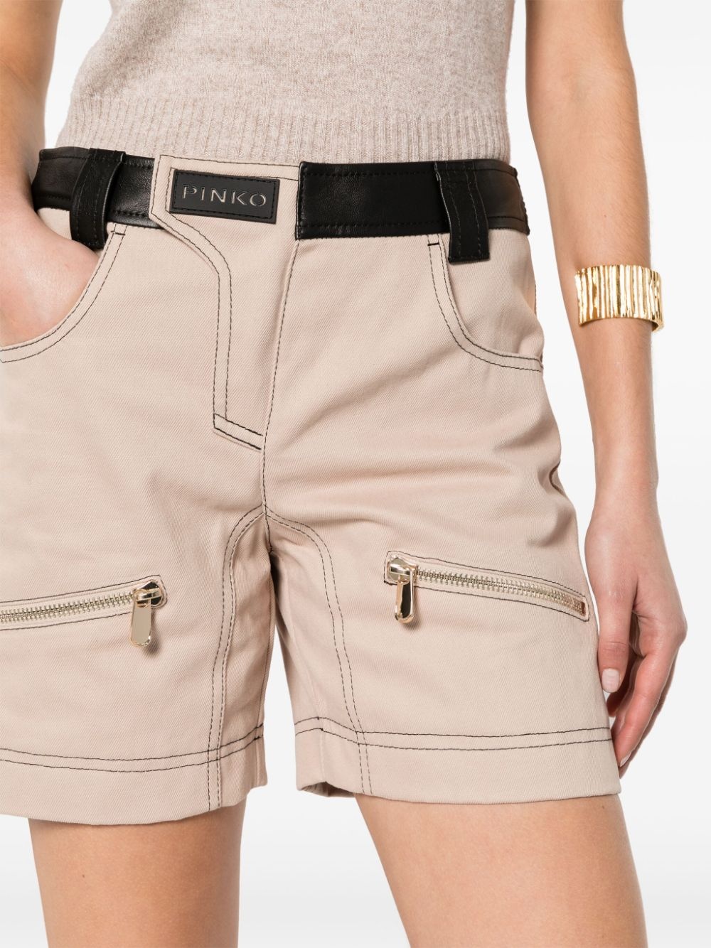 Scilla panelled-leather shorts - 5