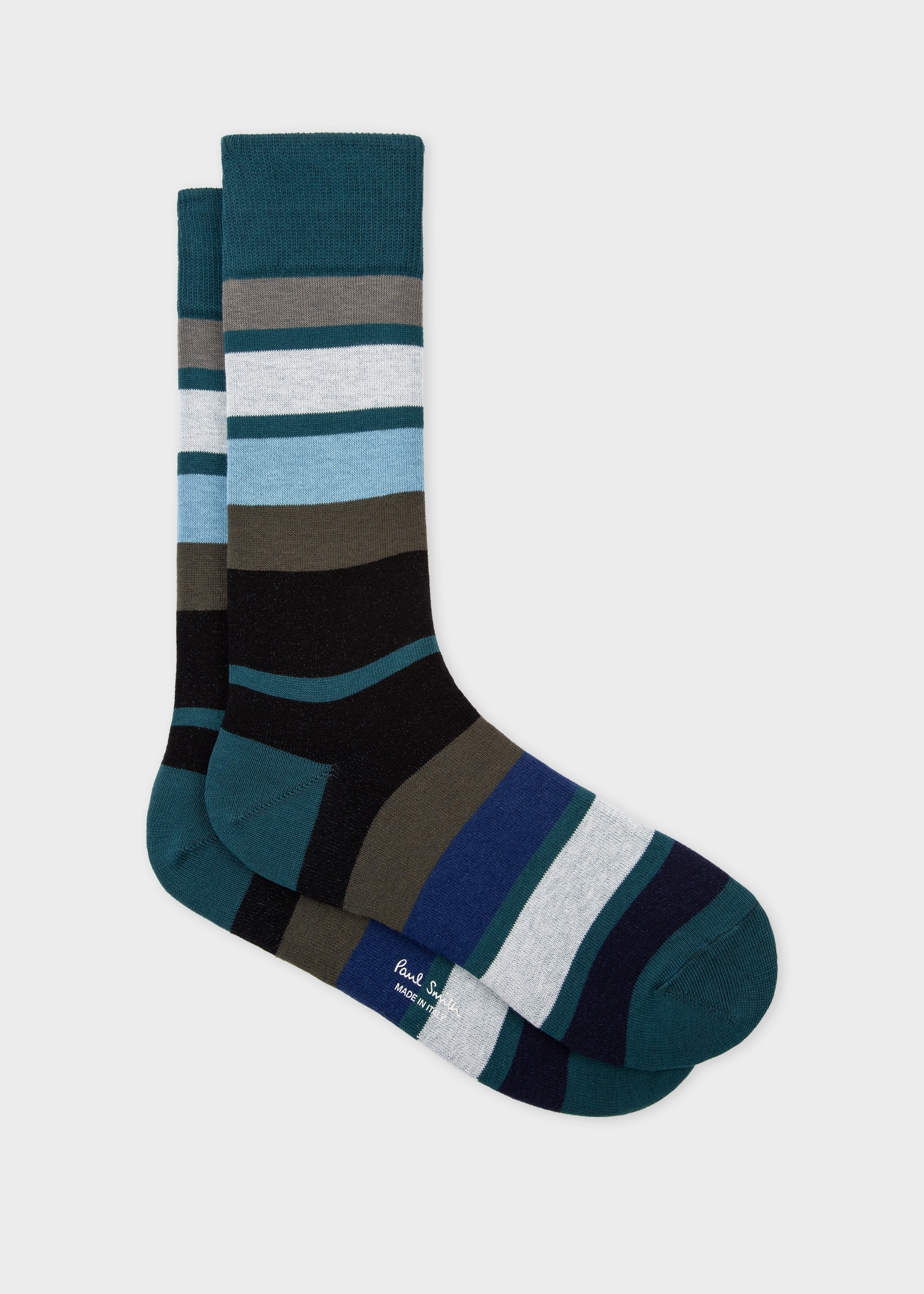 Green Multi Block-Stripe Socks - 1