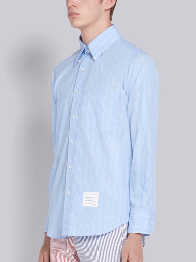 Thom Browne Blue Poplin Hairline Stripe Long Sleeve Shirt outlook