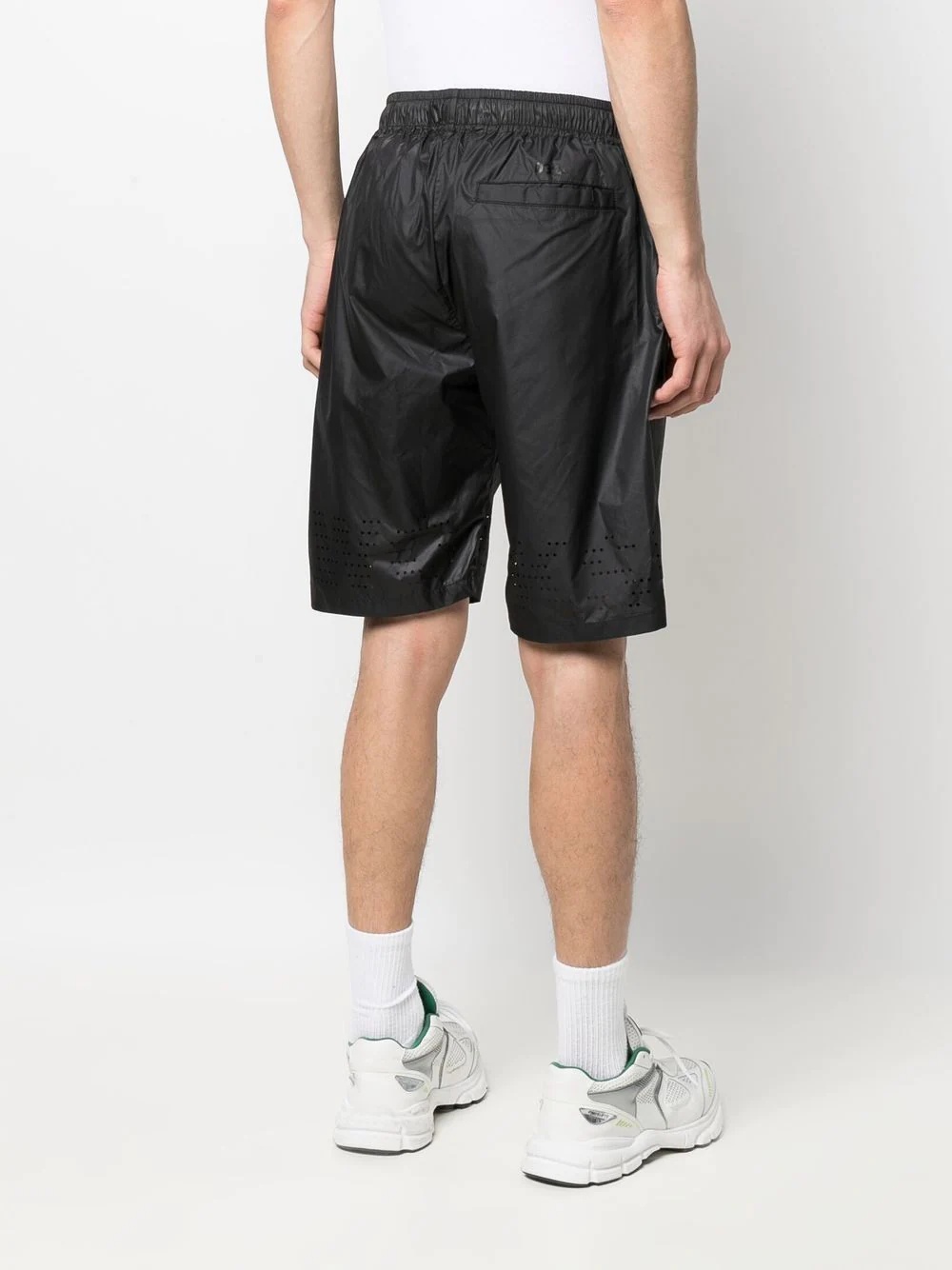 perforated-detail slip-on track shorts - 4