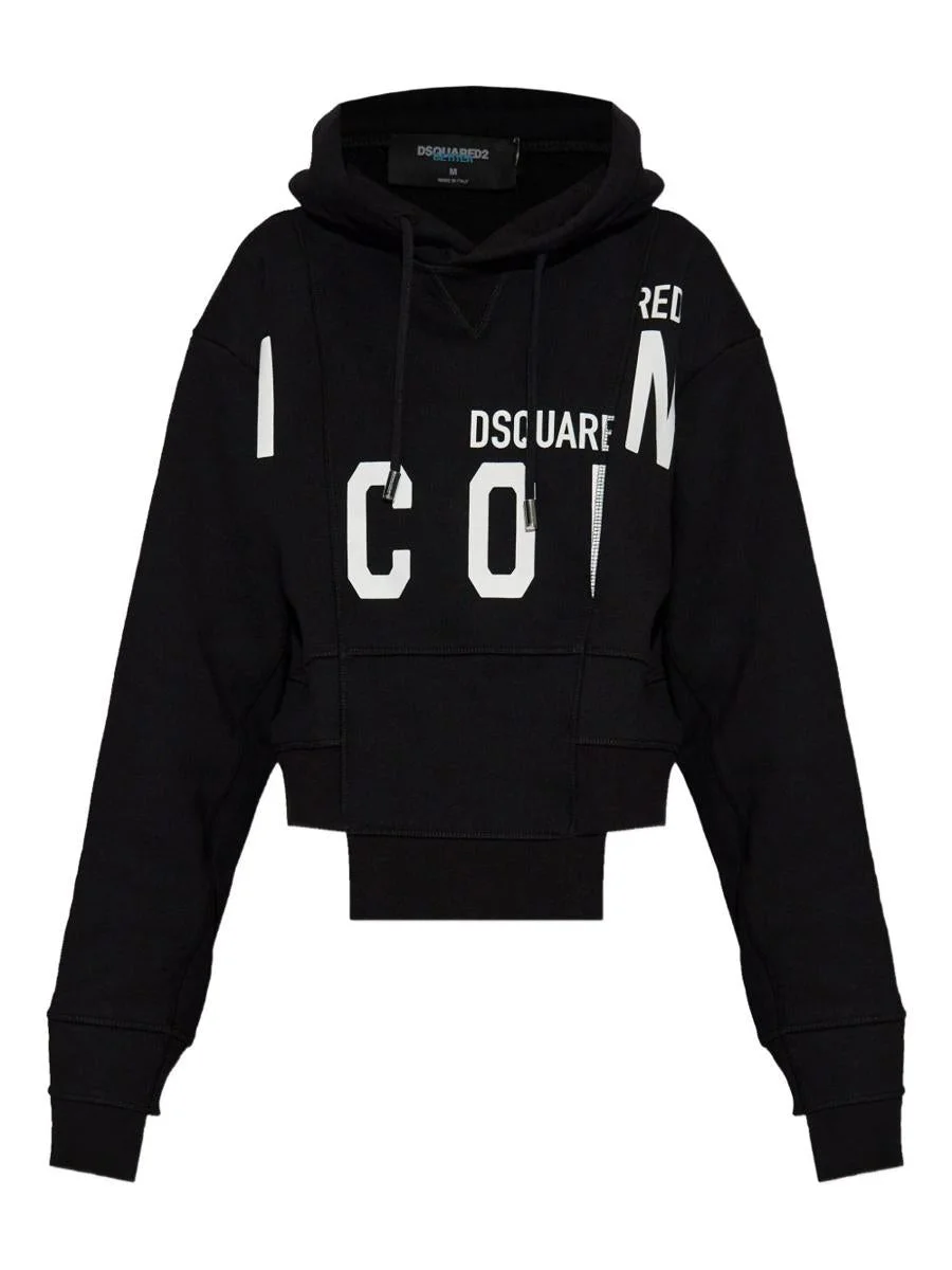 DSQUARED2 Cotton Cropped Hoodie - 1