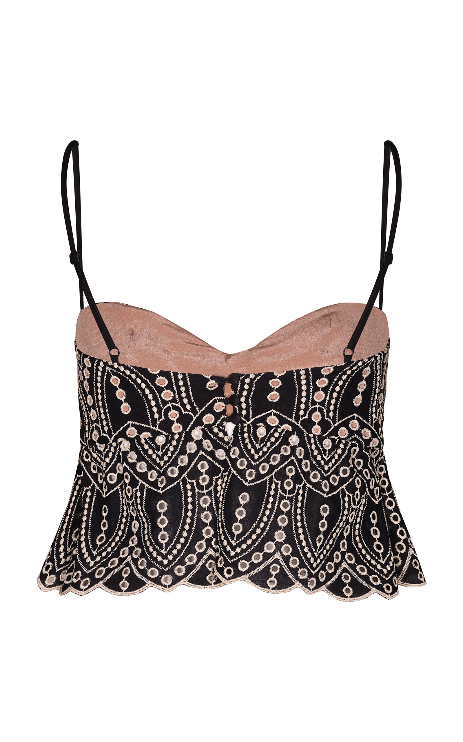 Lunch Date Embroidered Cotton-Blend Crop Top black/white - 4