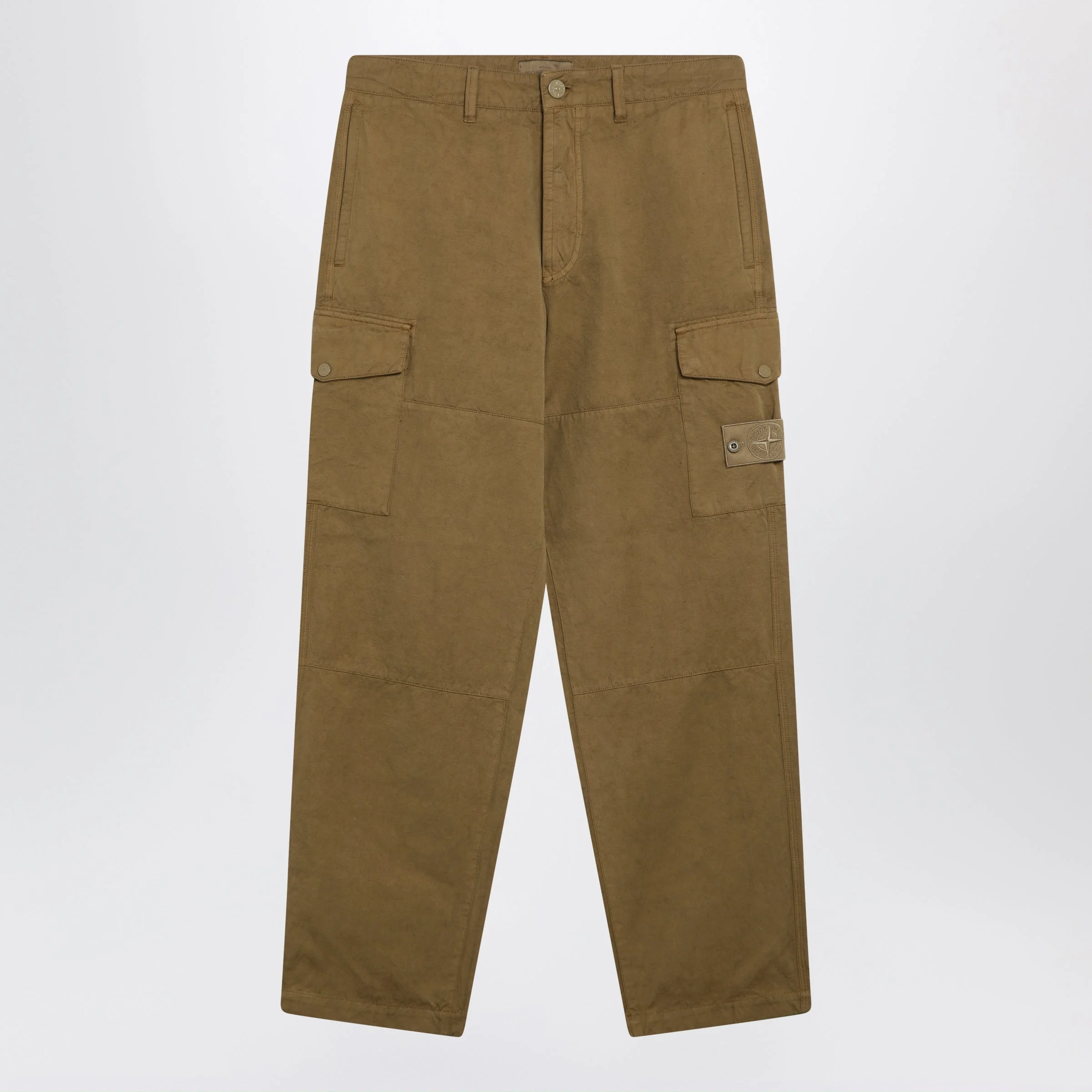 Stone Island Ghost Garment-Dyed Cotton And Linen Cargo Trousers Beige Men - 1