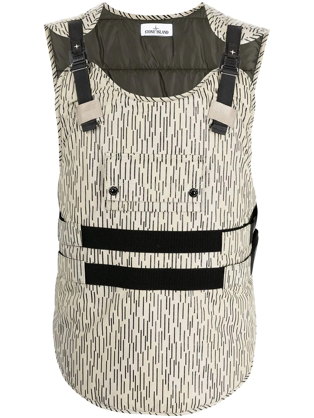 abstract-print flap-pocket gilet - 1