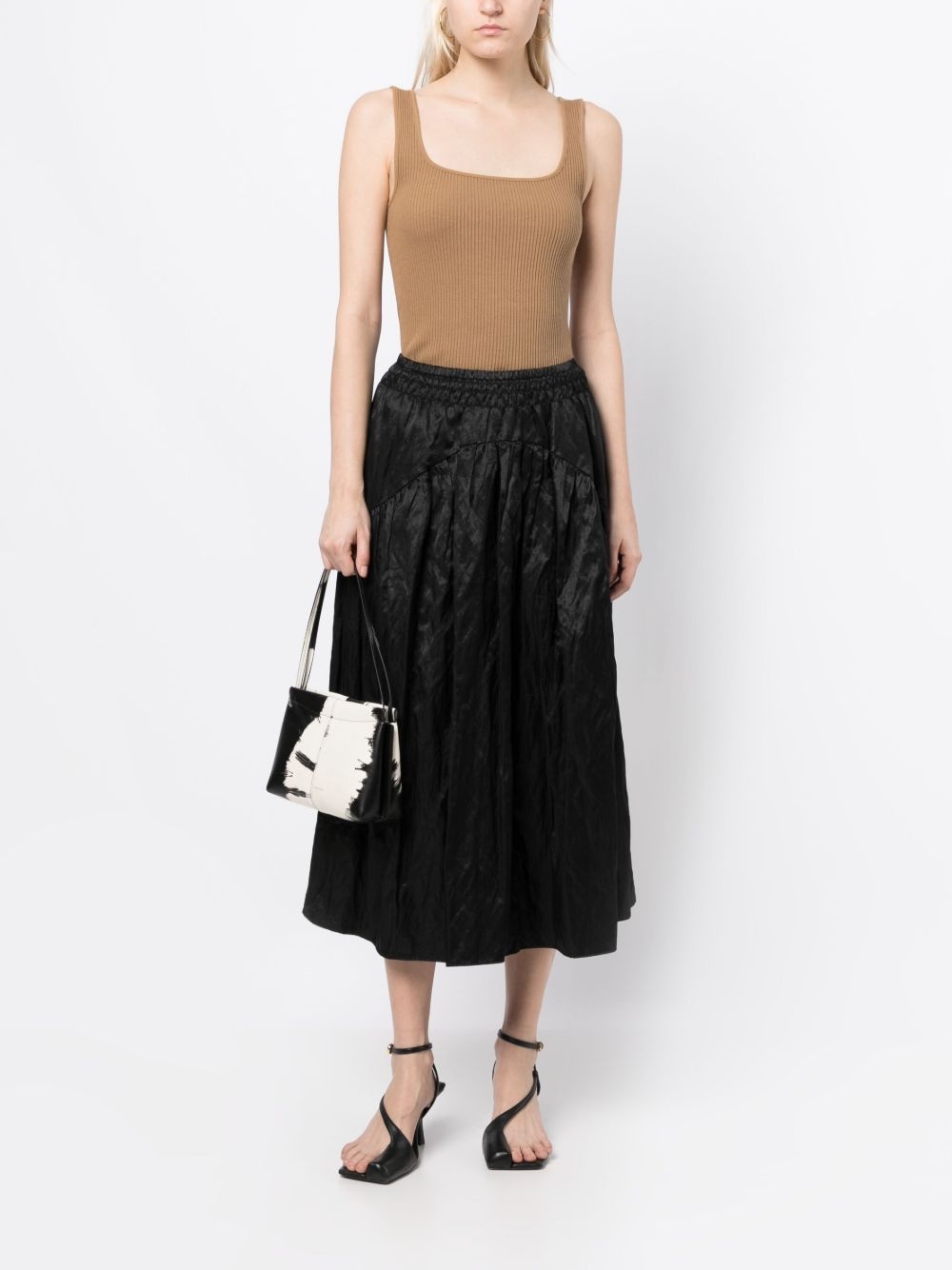 elasticated-waist gathered midi skirt - 2