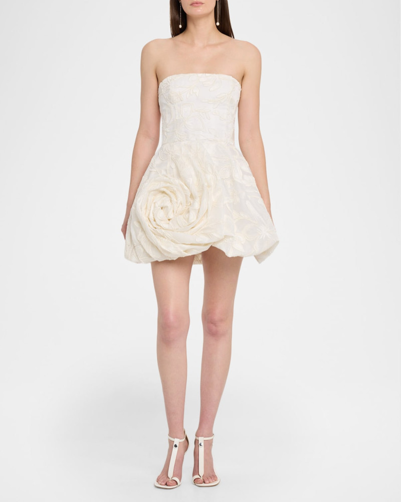 Monique Lhuillier Strapless Rosette Bubble Mini Dress outlook