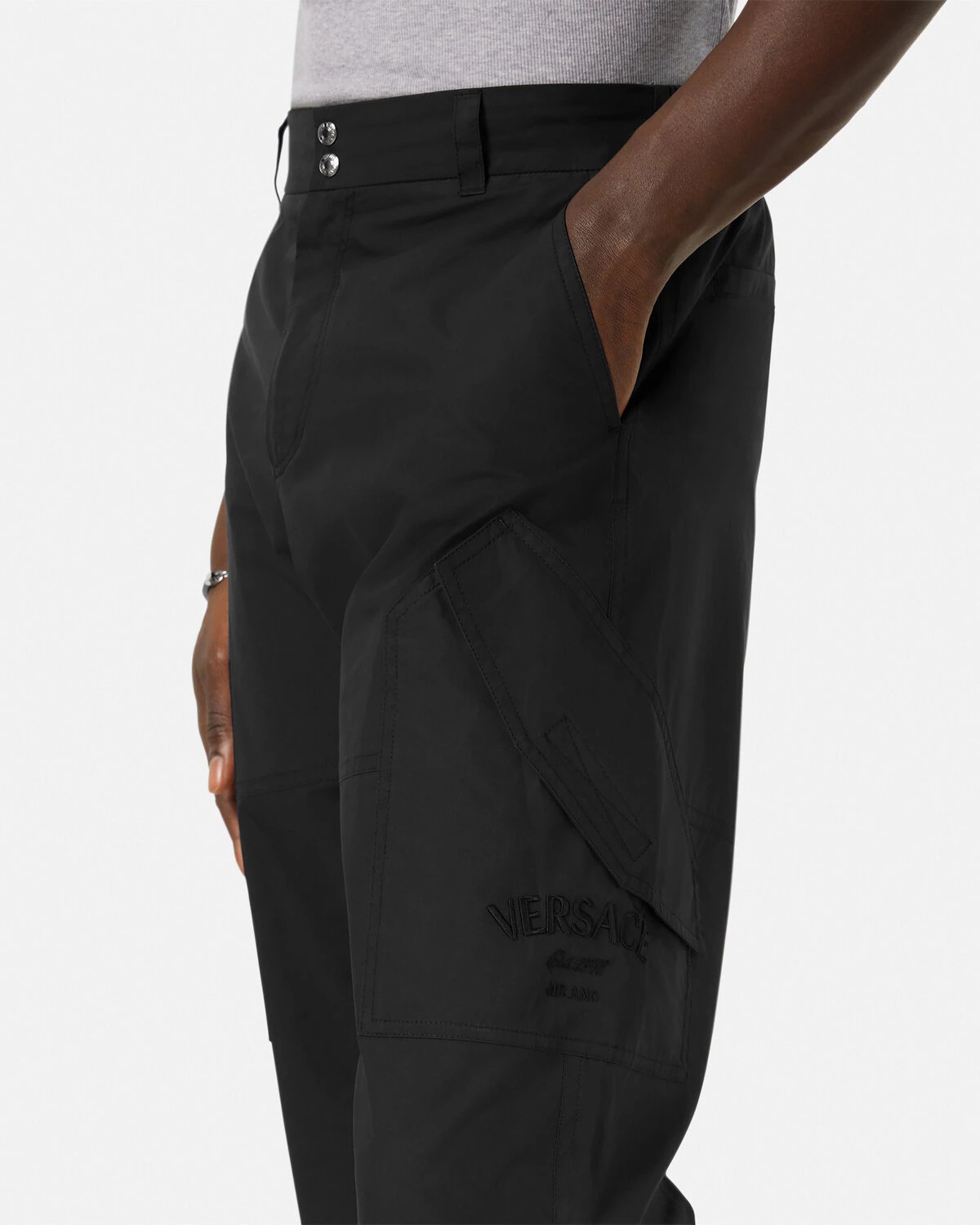 Embroidered Versace Milano Stamp Pants - 3