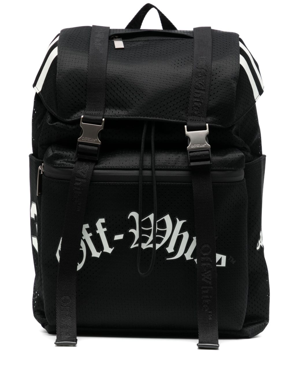 logo-print mesh backpack - 1