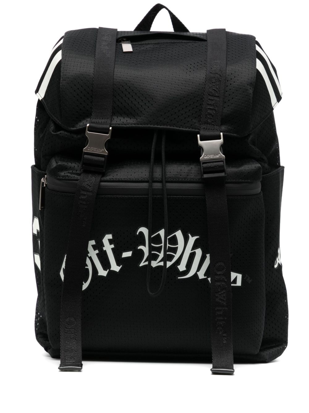 logo-print mesh backpack - 2
