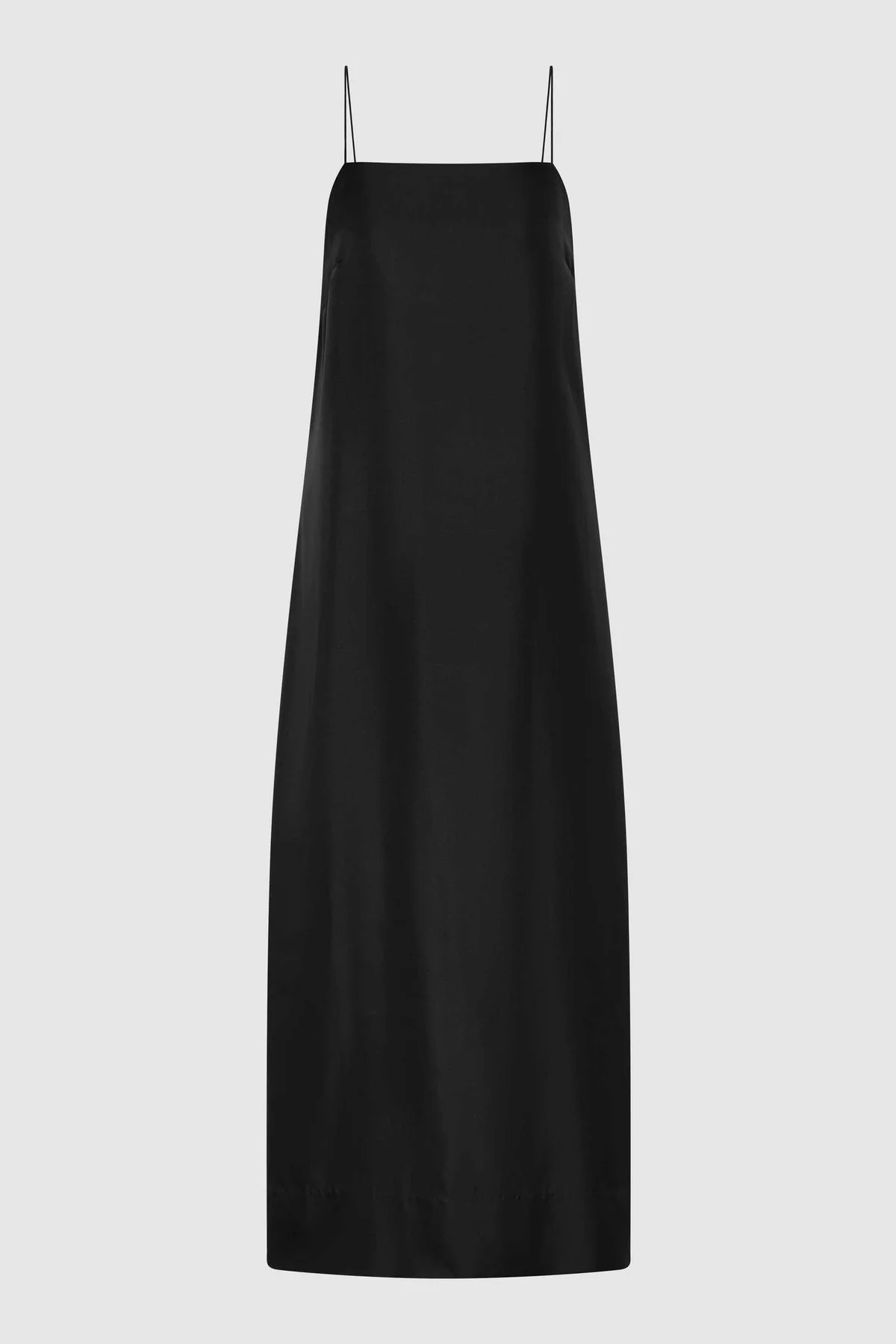 90s Silk Twill Slip Dress - Black - 1