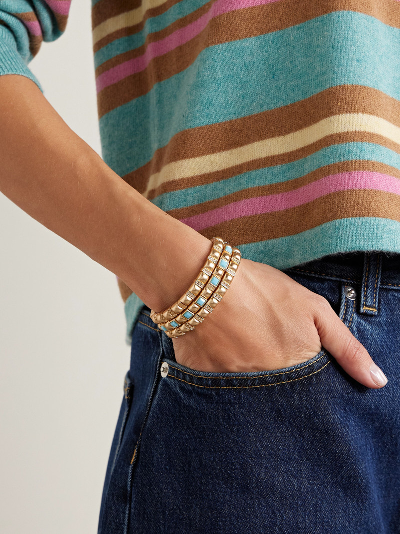 ROXANNE ASSOULIN The Mini Jeweled Set Of Three Gold-tone Crystal And Enamel Bracelets outlook