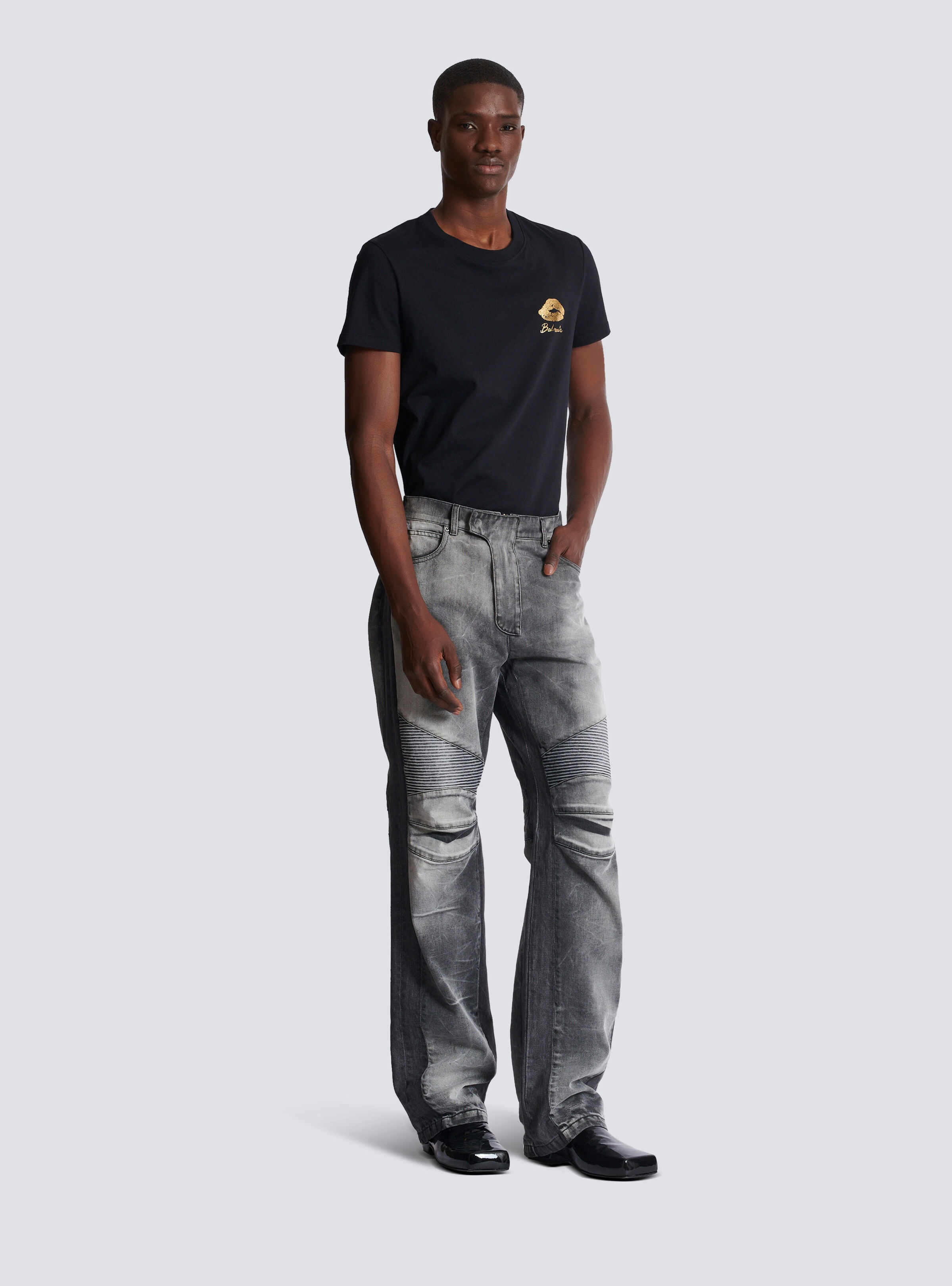 Loose-fit denim biker jeans - 3