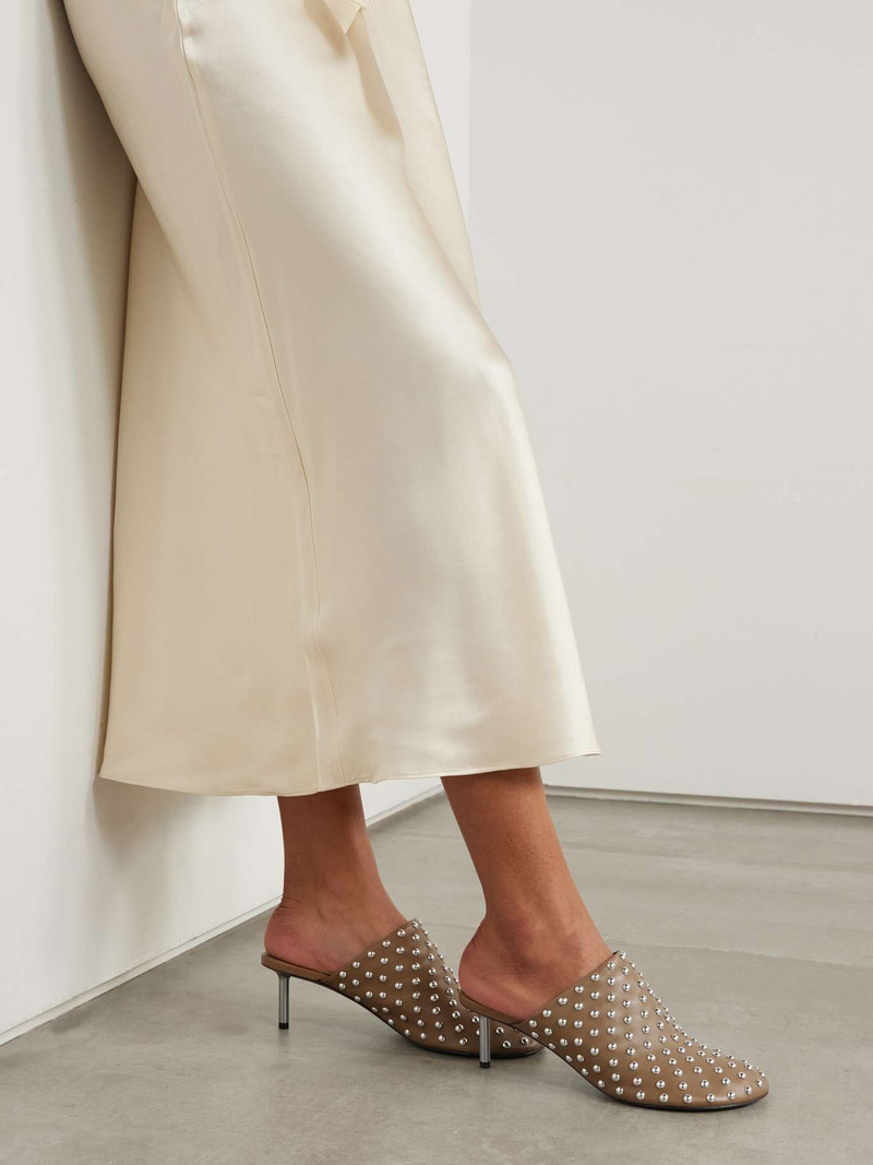Jil Sander Studded leather mules Tan outlook