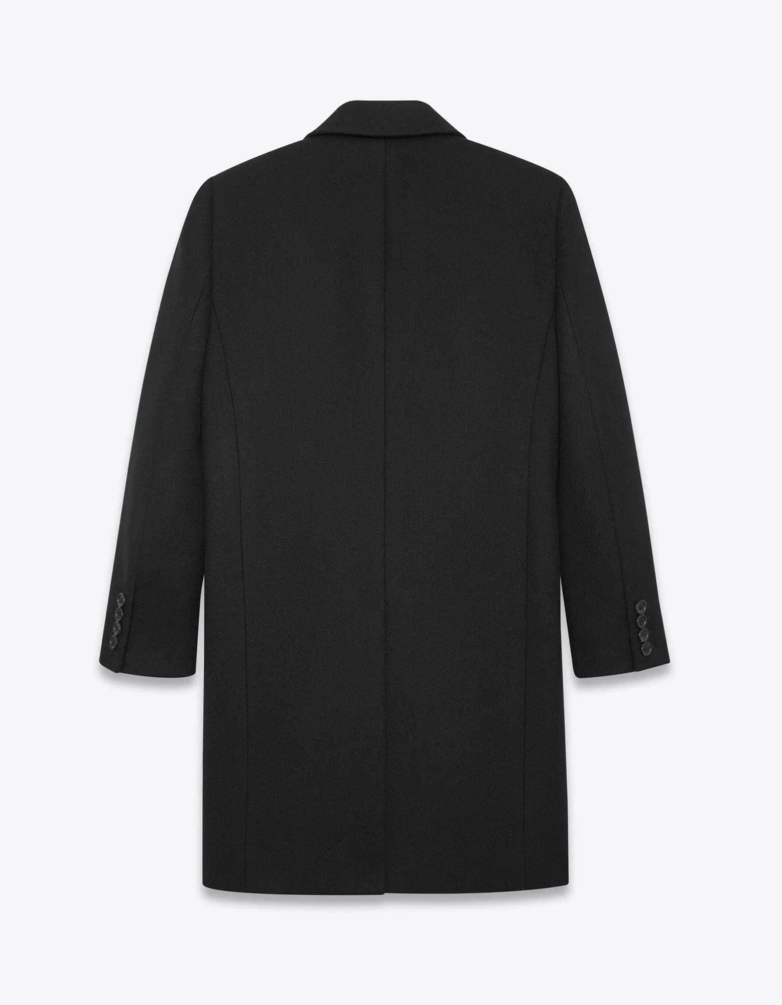 Saint Laurent Black Double-Breasted Wool Coat - 2