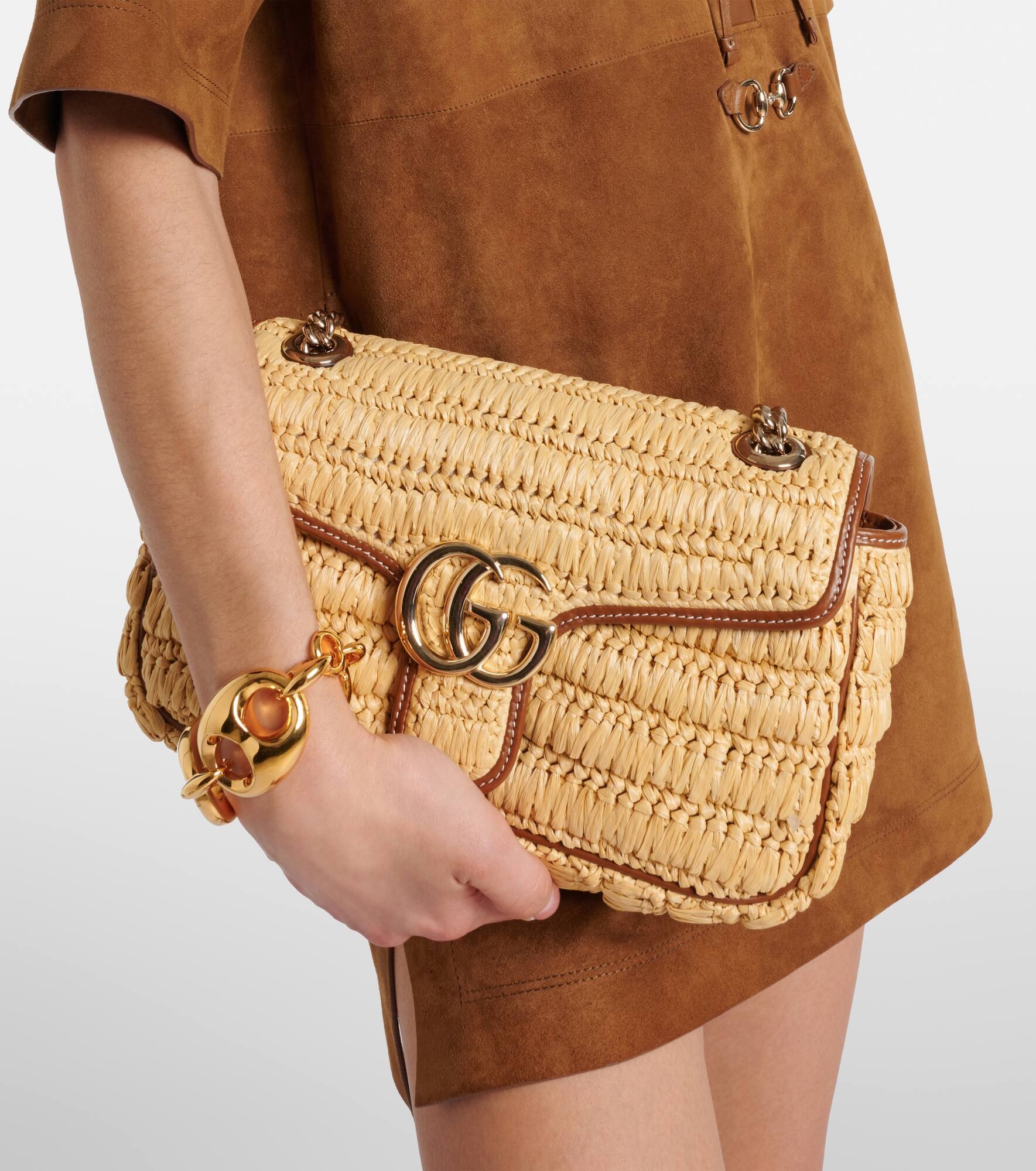 GG Marmont Small raffia shoulder bag - 2