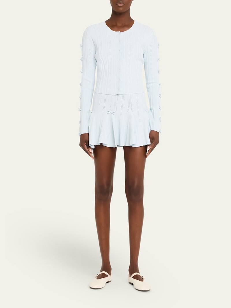 LoveShackFancy Meryl Rib Pointelle Mini Skirt outlook