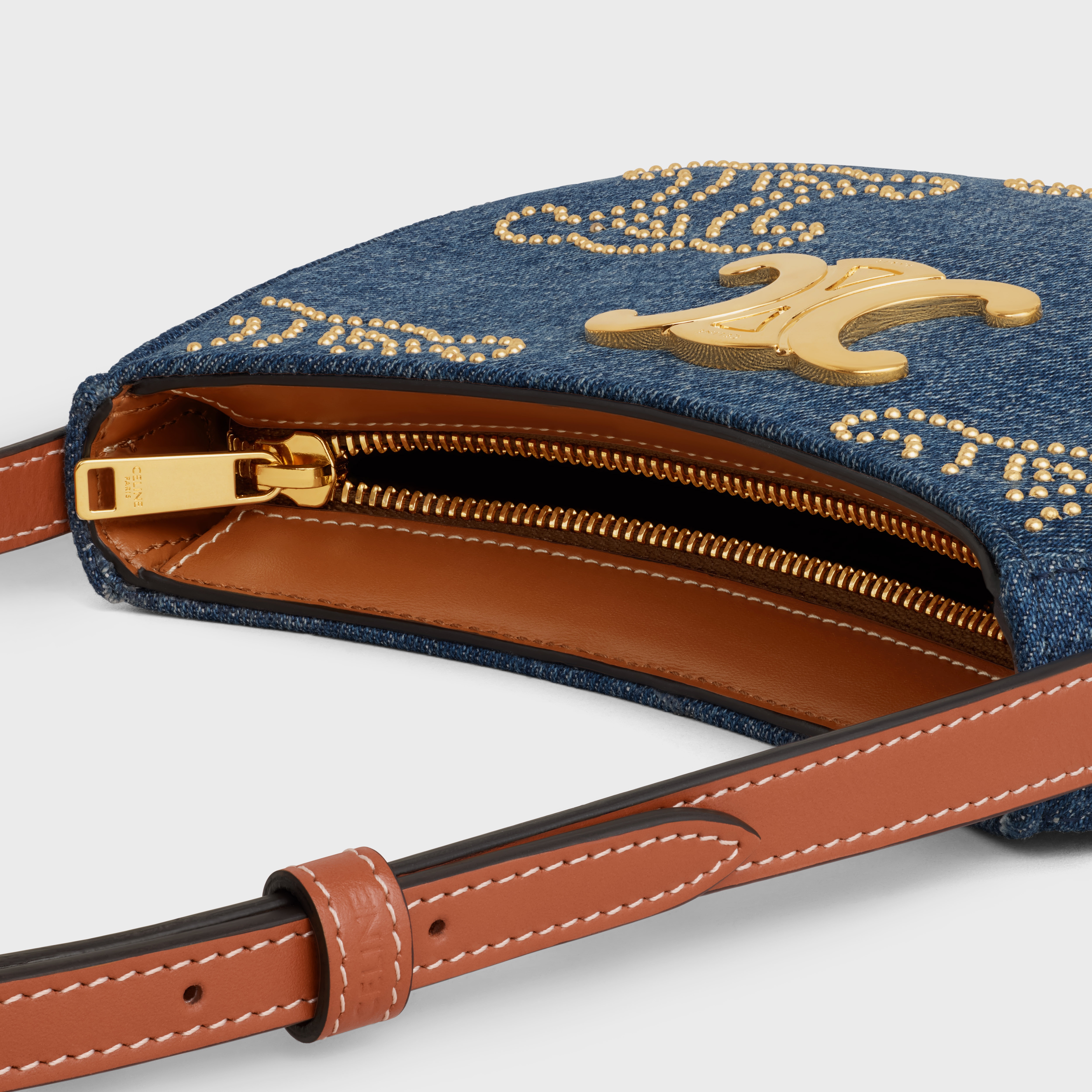 MEDIUM TILLY BAG in DENIM WITH TRIOMPHE STUDS AND CALFSKIN - 3