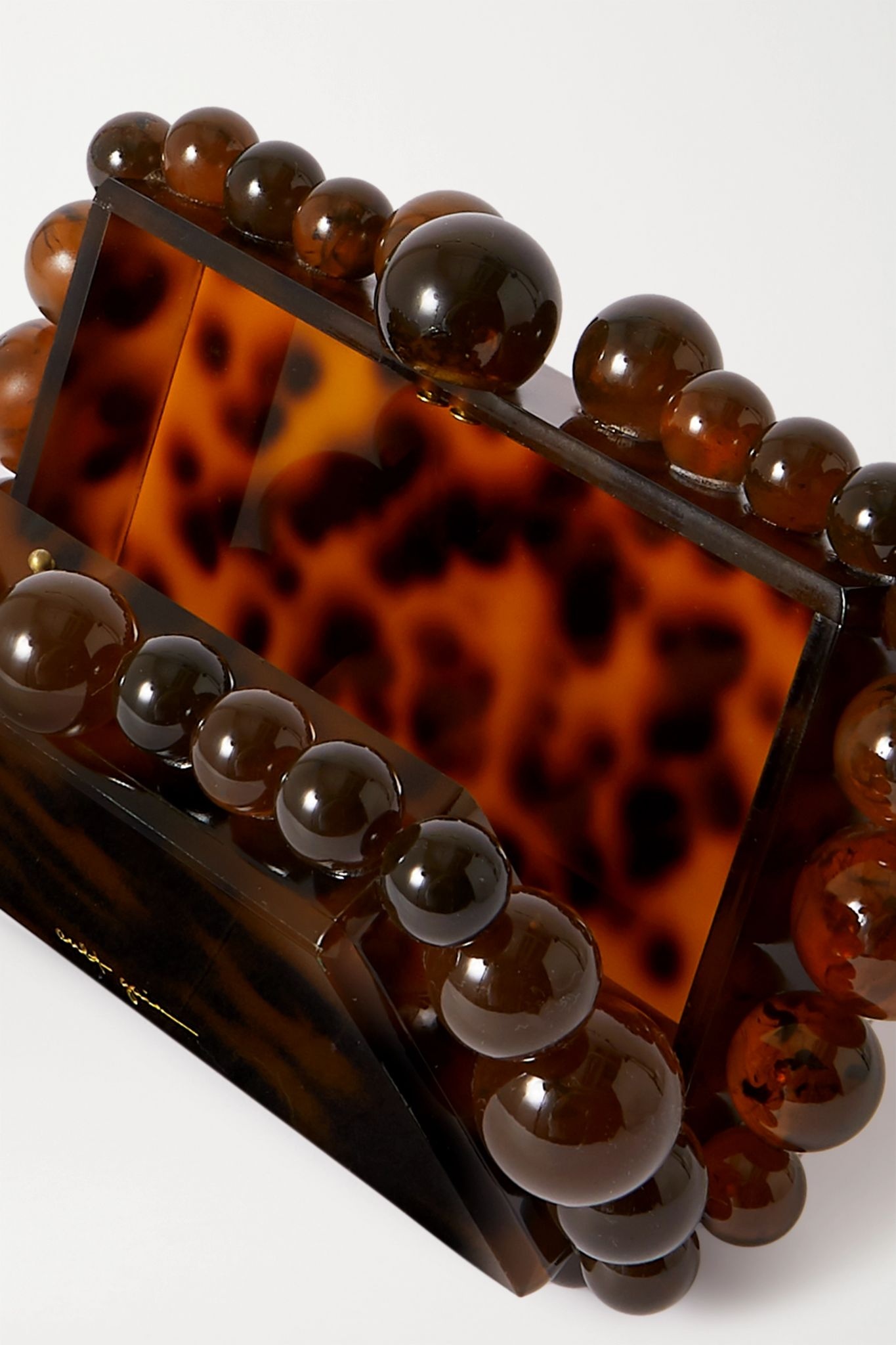 Eos beaded tortoiseshell acrylic clutch - 5