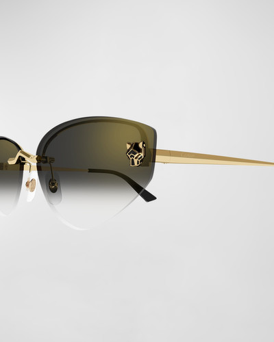Cartier Rimless Panther Metal Alloy Cat-Eye Sunglasses outlook