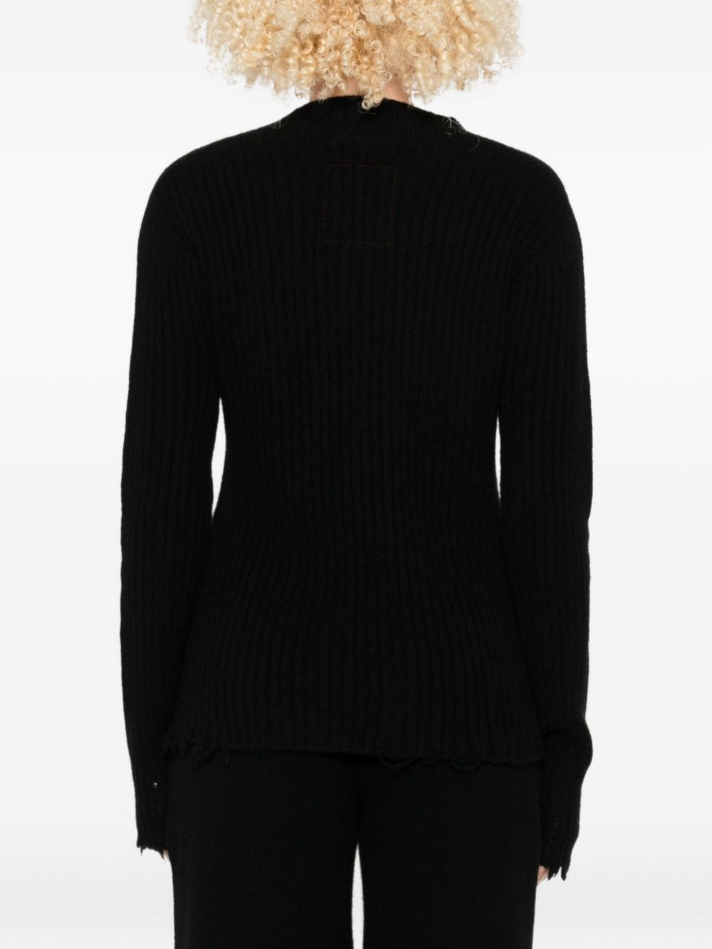 ribbed frayed-edge jumper - 4